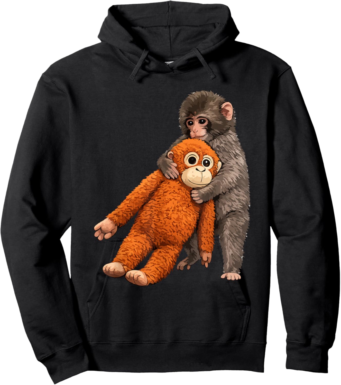 Baby Viral Monkey Punch Hugging Hoodie - Hoodie | Black