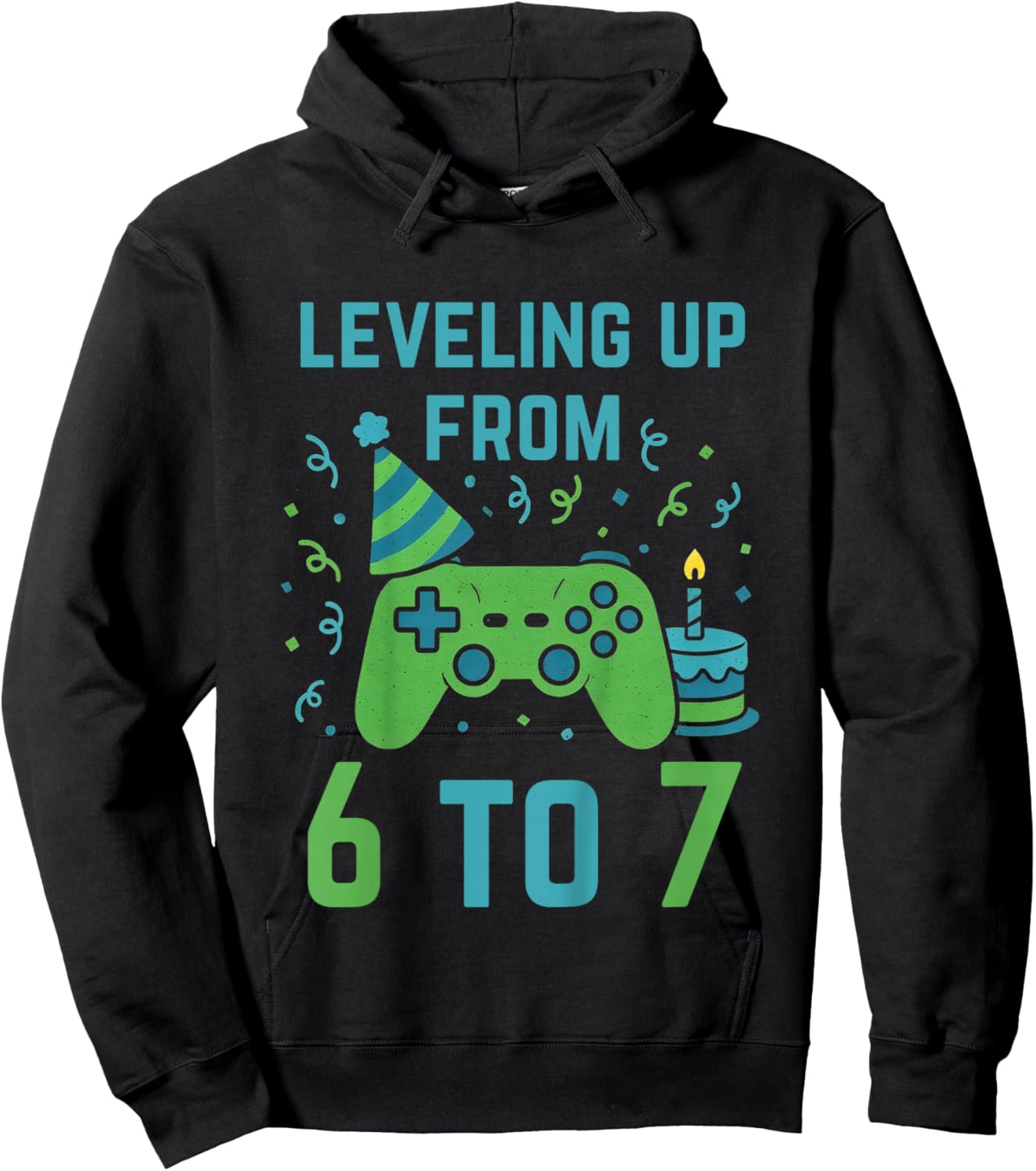 Leveling-Up from 6 to 7 Kids Gaming 7th Birthday Hoodie - Hoodie | Black