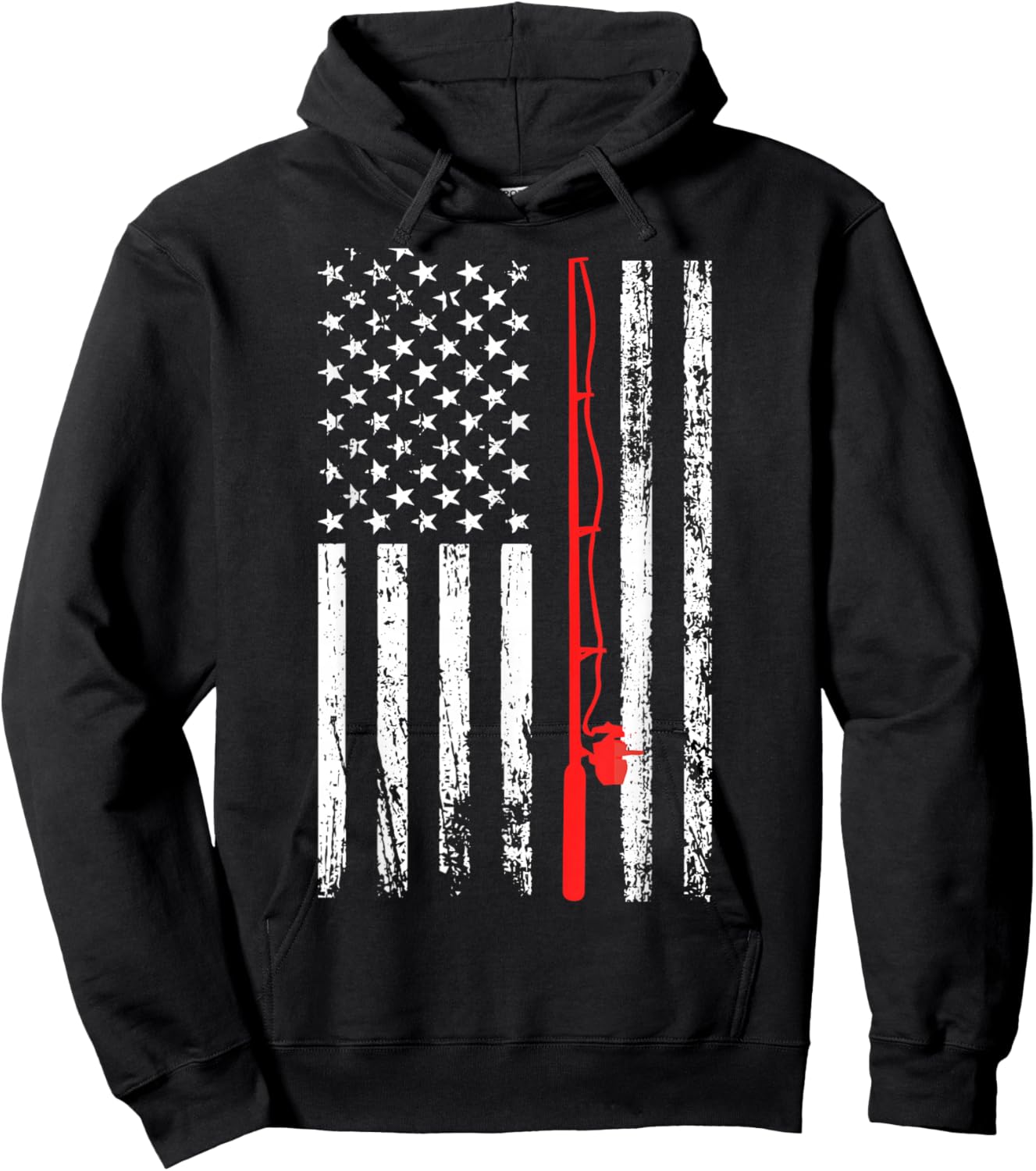 Men's American Flag Fishing Lovers Fishing Dad Hoodie - Hoodie | Black