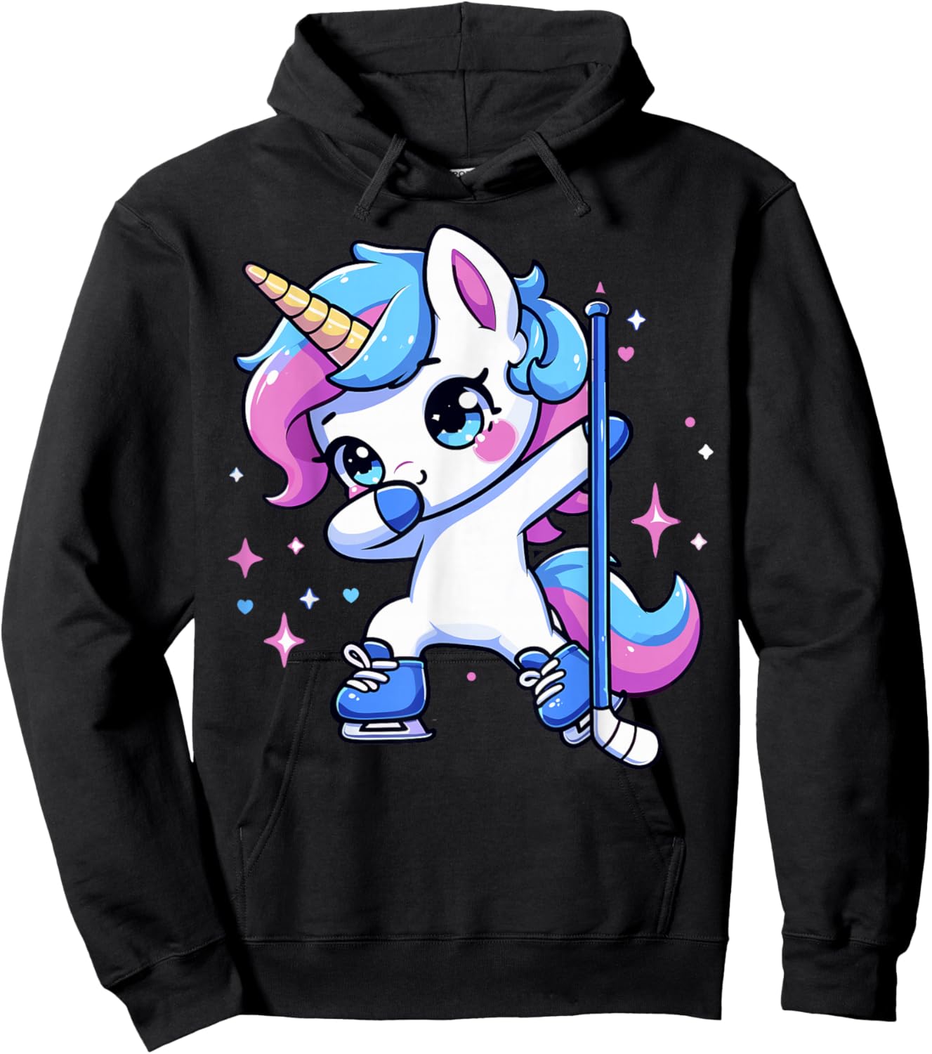 Funny Kids Ice Hockey Player Dabbing Dab Cute Unicorn Hoodie - Hoodie | Black