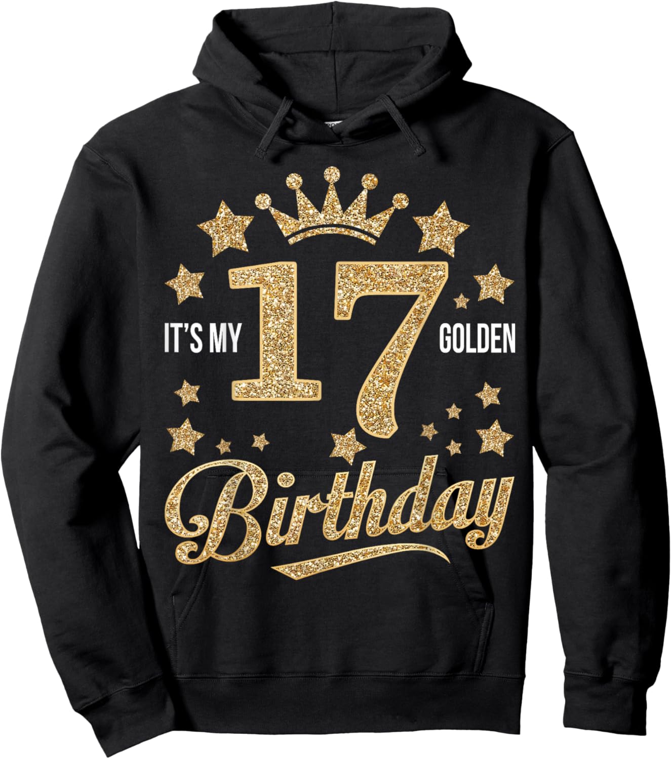 It's My 17th Golden Birthday 17 Year Old Bday Groovy Hoodie - Hoodie | Black