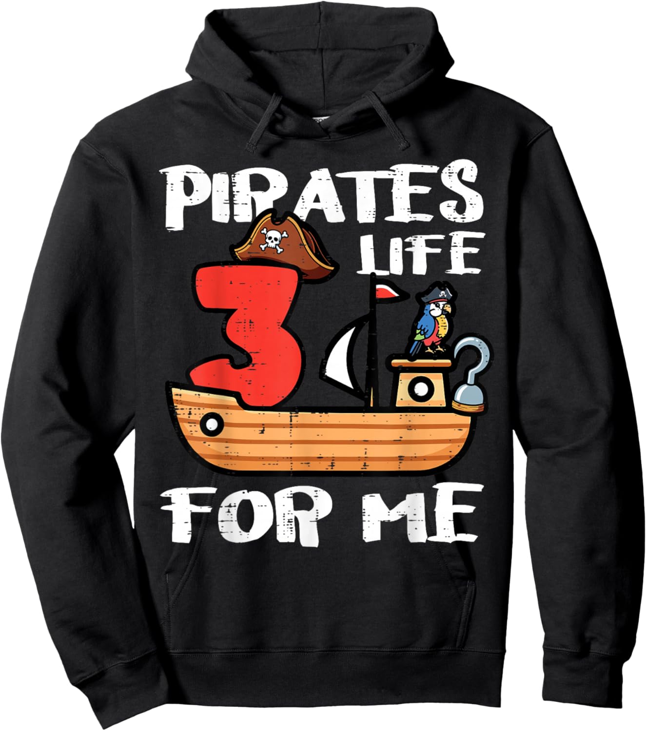 3rd Birthday Pirates Life for Me 3 Years Old Bday Boys Kids Hoodie - Hoodie | Black