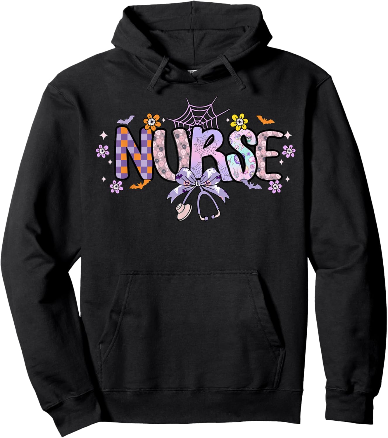Halloween Nurse Spooky Season Groovy Cute Women Hoodie - Hoodie | Black