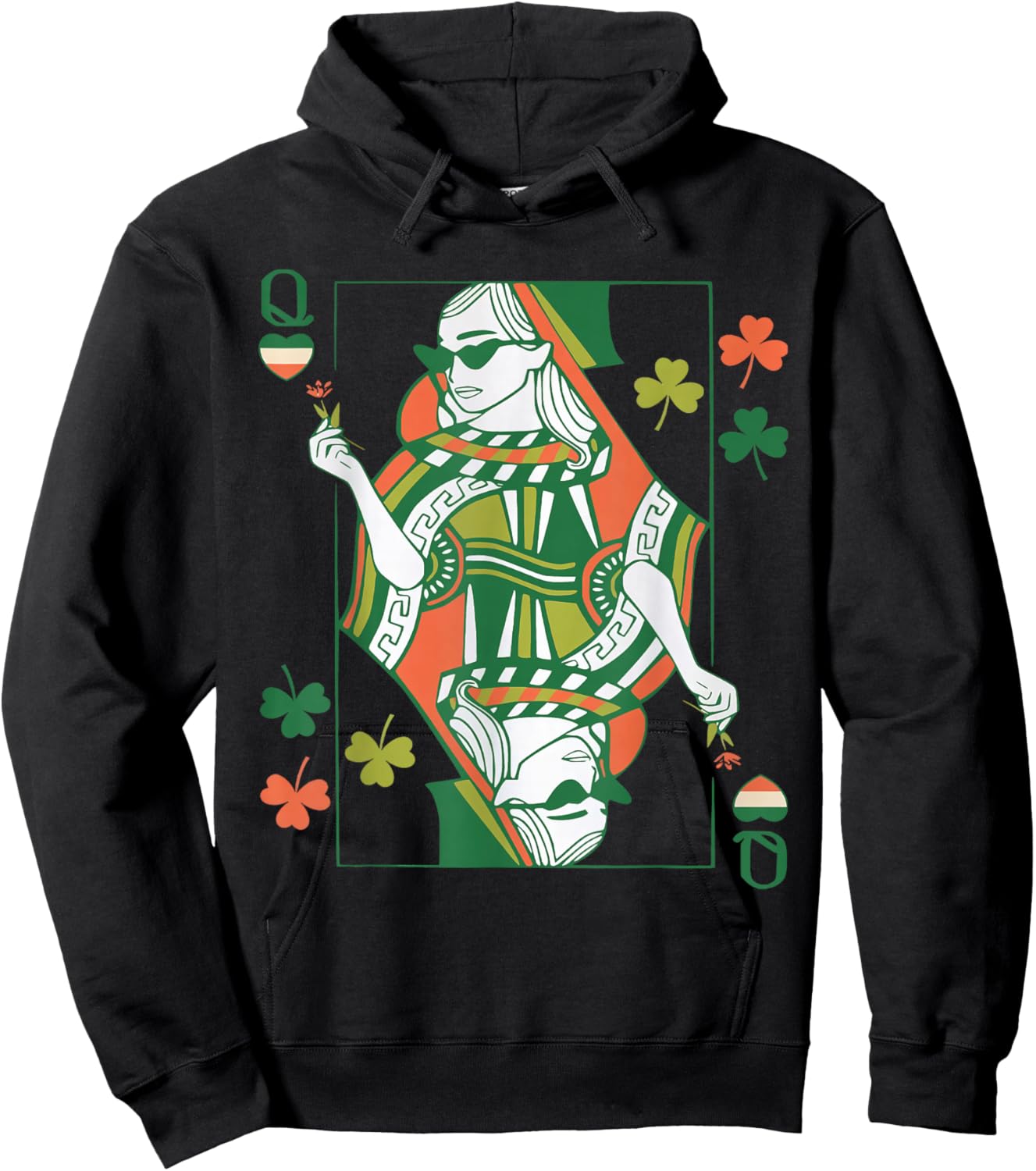 Queen of Shamrocks St Patricks Day Ireland Pride Women Girls Hoodie - Hoodie | Black