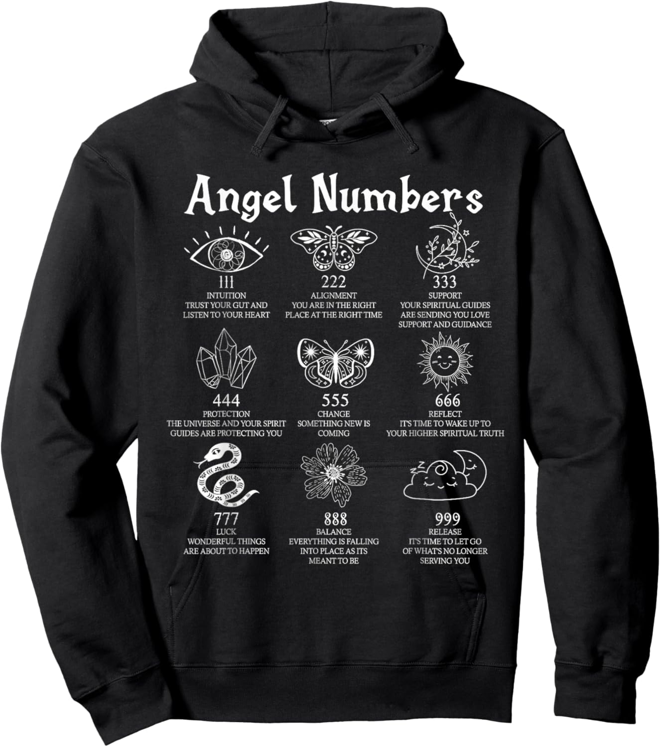 ngel Numbers Numerology Celestial Spiritual Divination Hoodie - Hoodie | Black
