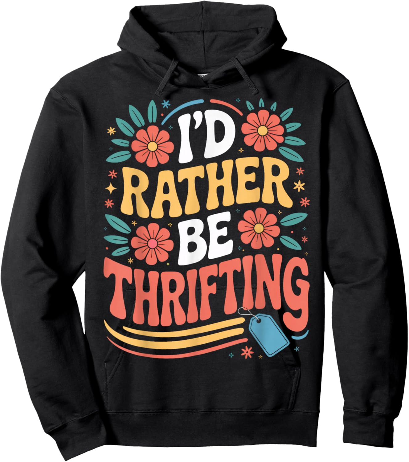 I'd Rather Be Thrifting Vintage Lover Retro Hoodie - Hoodie | Black