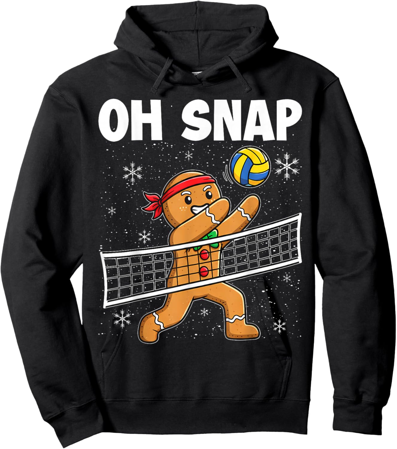 Oh Snap Gingerbread Man Christmas Volleyball Hoodie - Hoodie | Black