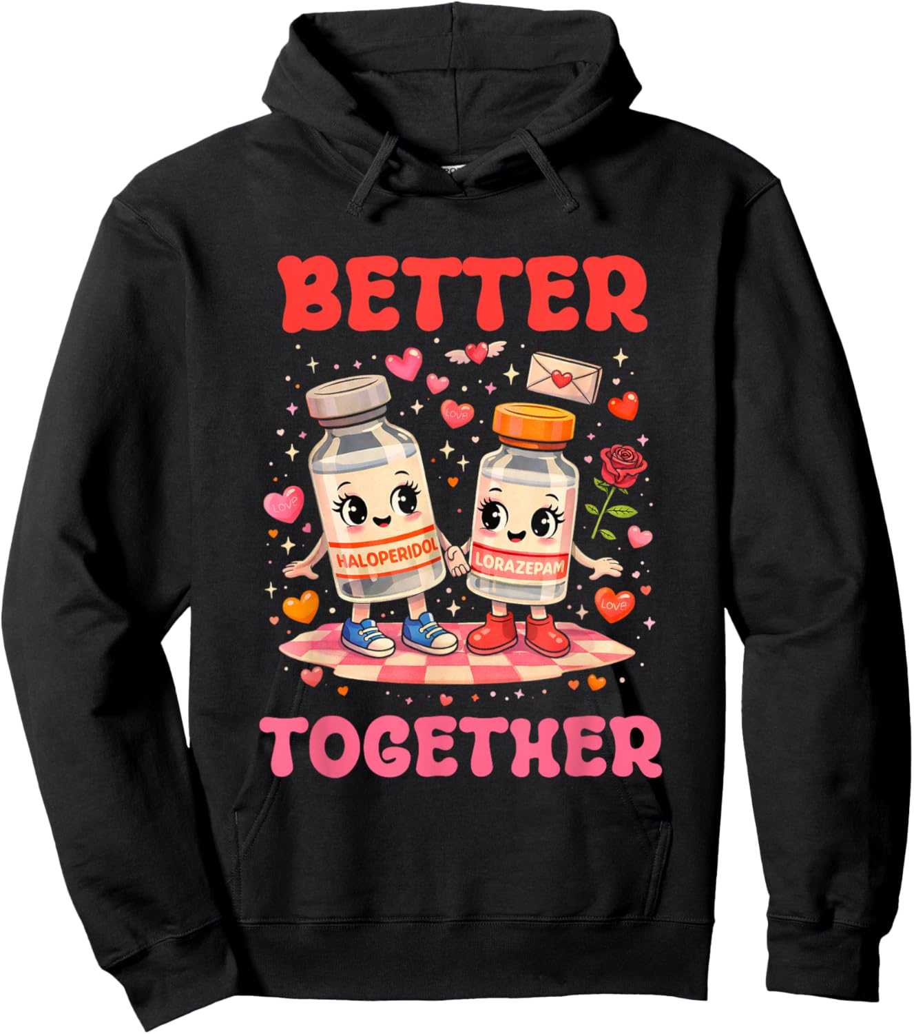 Valentine Better Together Nurse Pink Bow RN PCT CNA Nurse Hoodie - Hoodie | Black