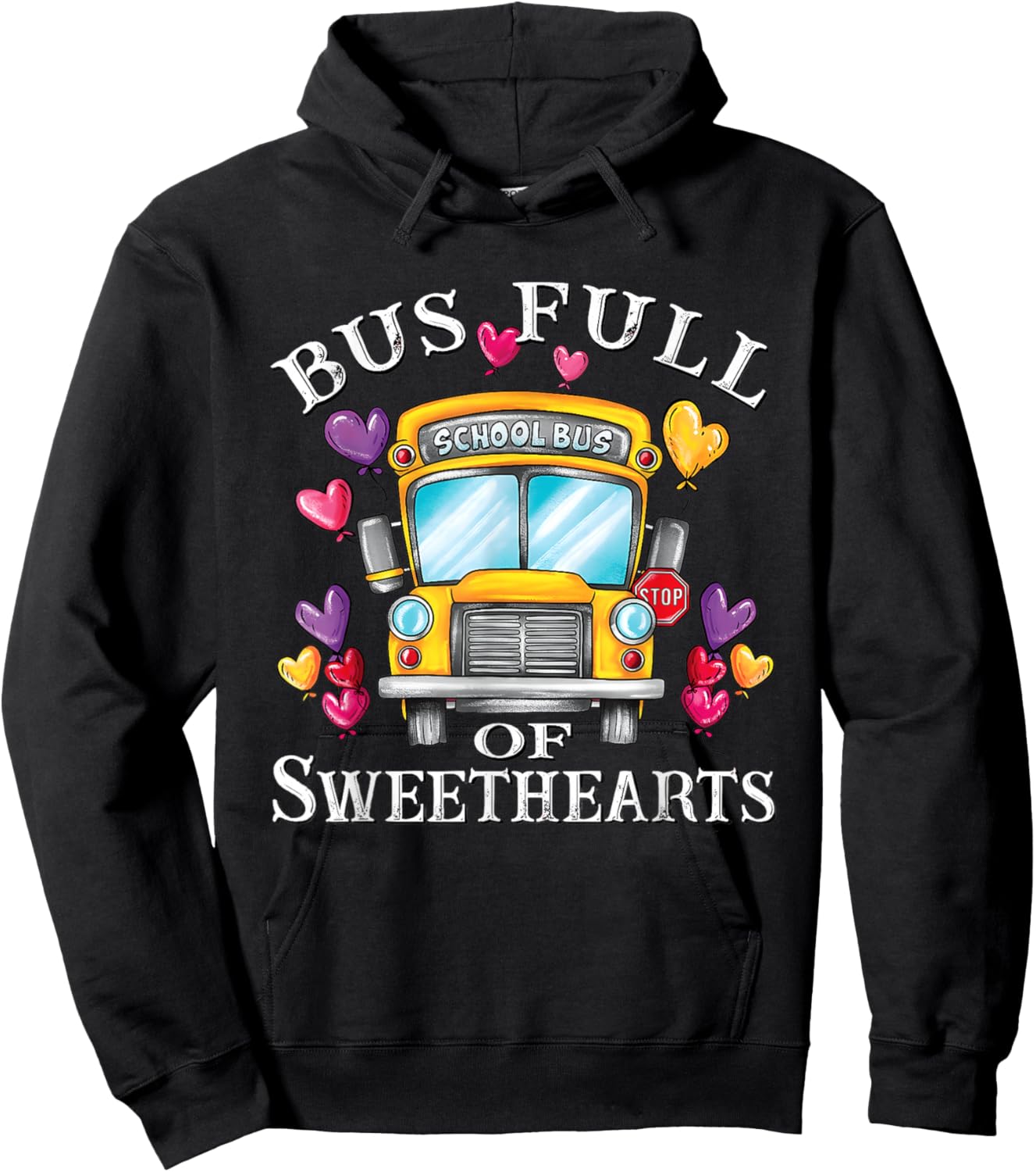 Bus Full of Sweethearts Valentines School Bus Driver Hoodie - Hoodie | Black