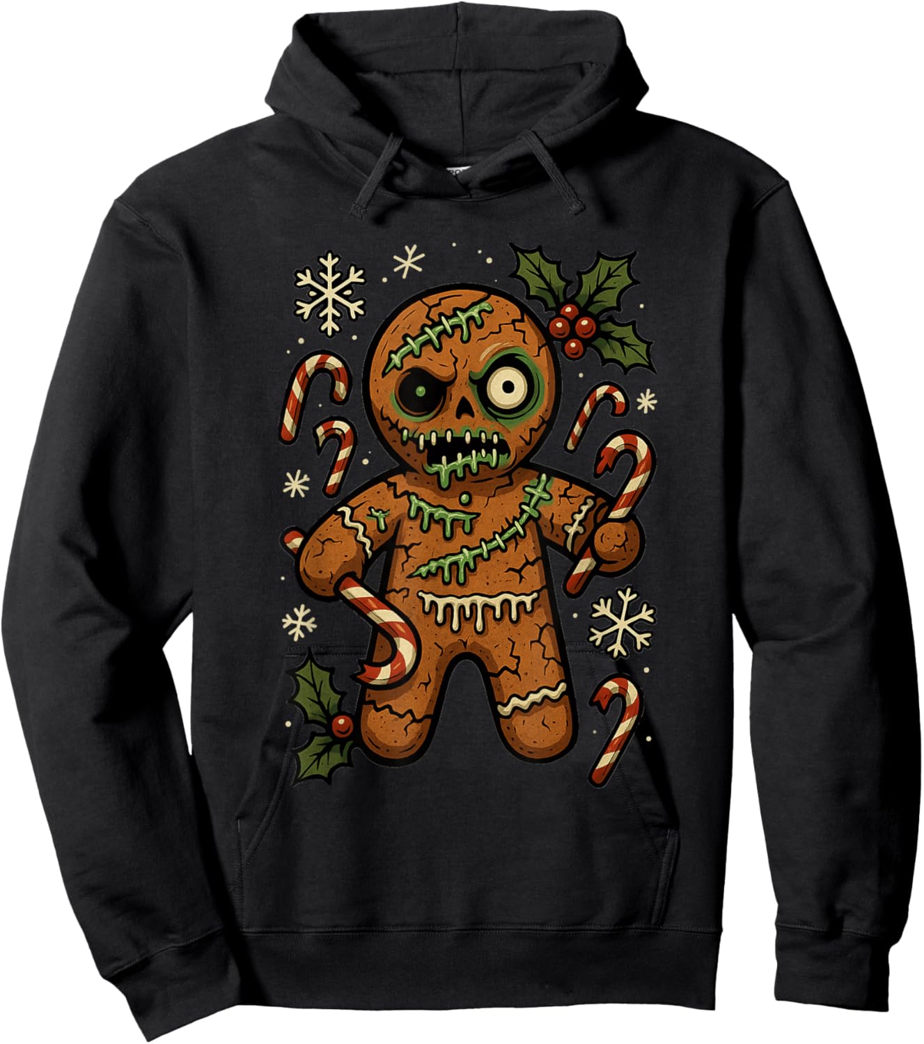 Zombie Gingerbread Man Christmas Zombie Hoodie - Hoodie | Black