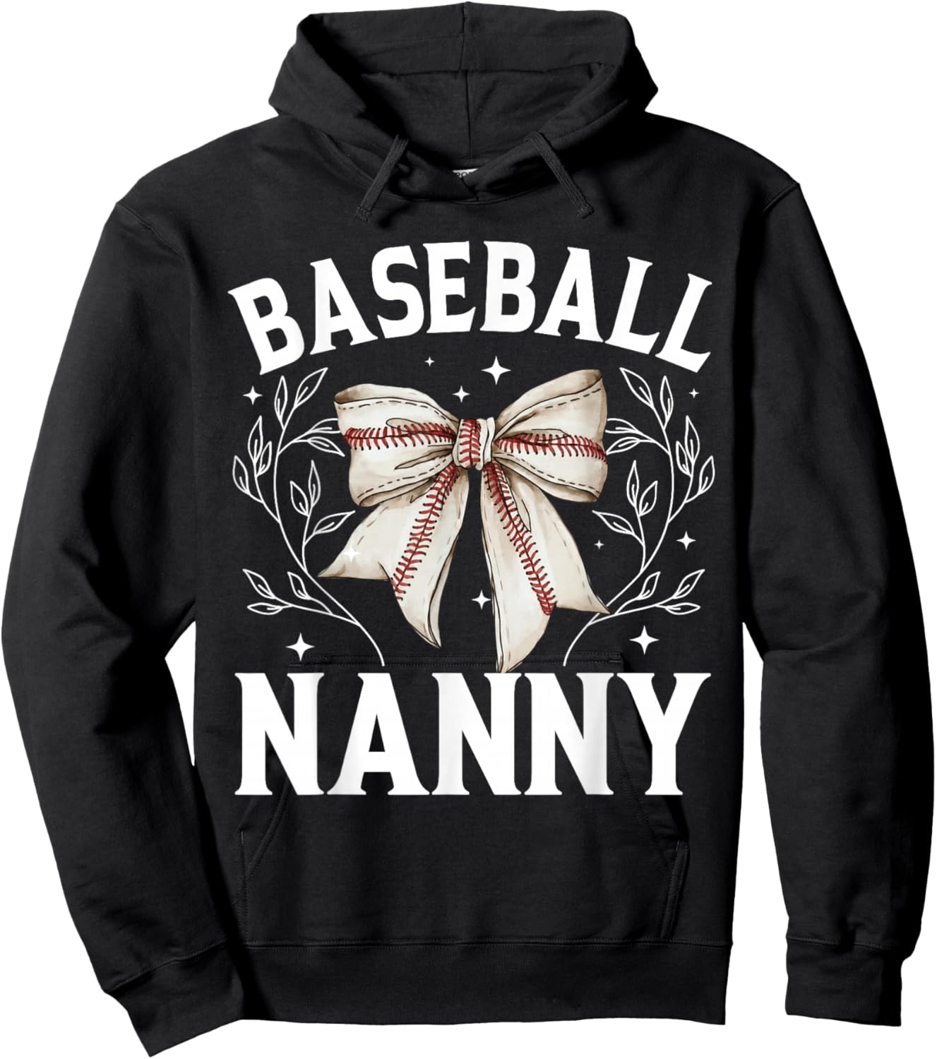 Baseball Nanny Baseball Coquette Bow Hoodie - Hoodie | Black