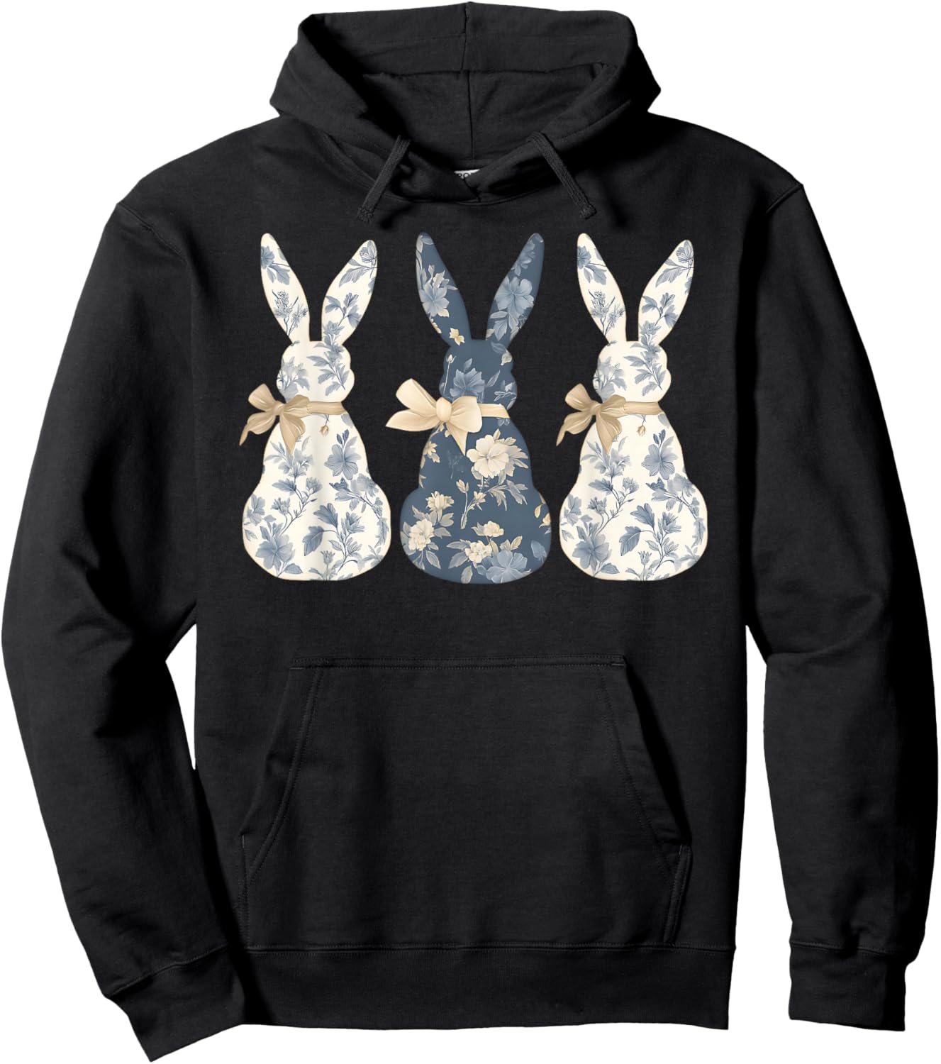 Funny Bunny Wildflower Rabbit Lovers Easter Coquette Bow Hoodie - Hoodie | Black