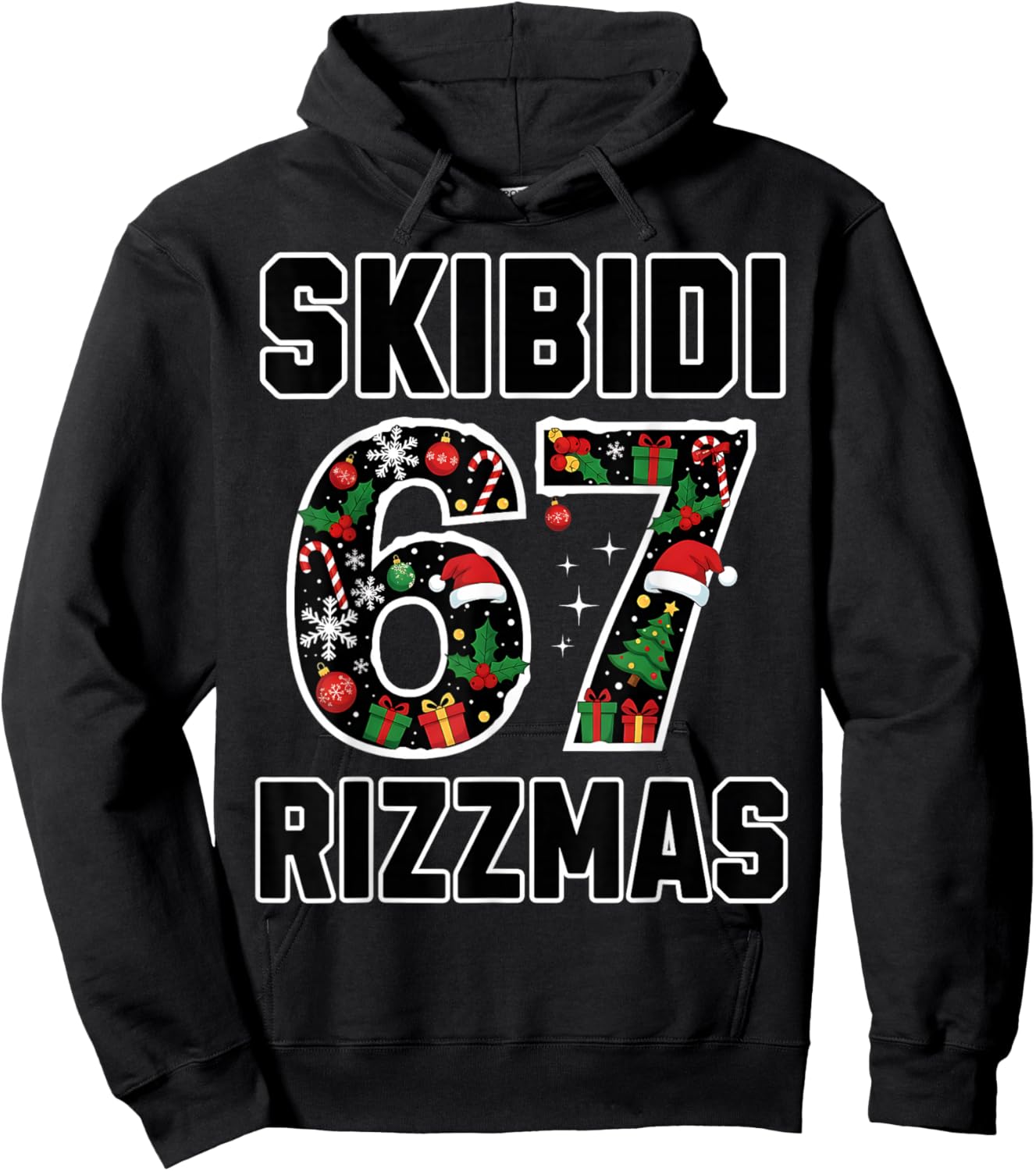Rizz Christmas 67 Funny Xmas Gen Alpha Skibidi Rizzmas 67 Hoodie - Hoodie | Black