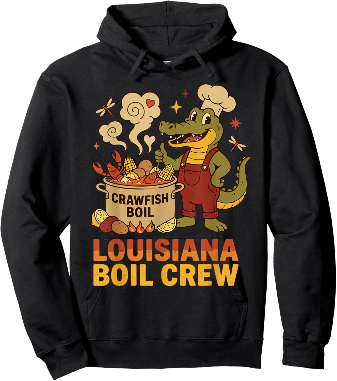 Crawfish Cajun Louisiana Boil Alligator Bayou Retro Wildlife Hoodie - Hoodie | Black