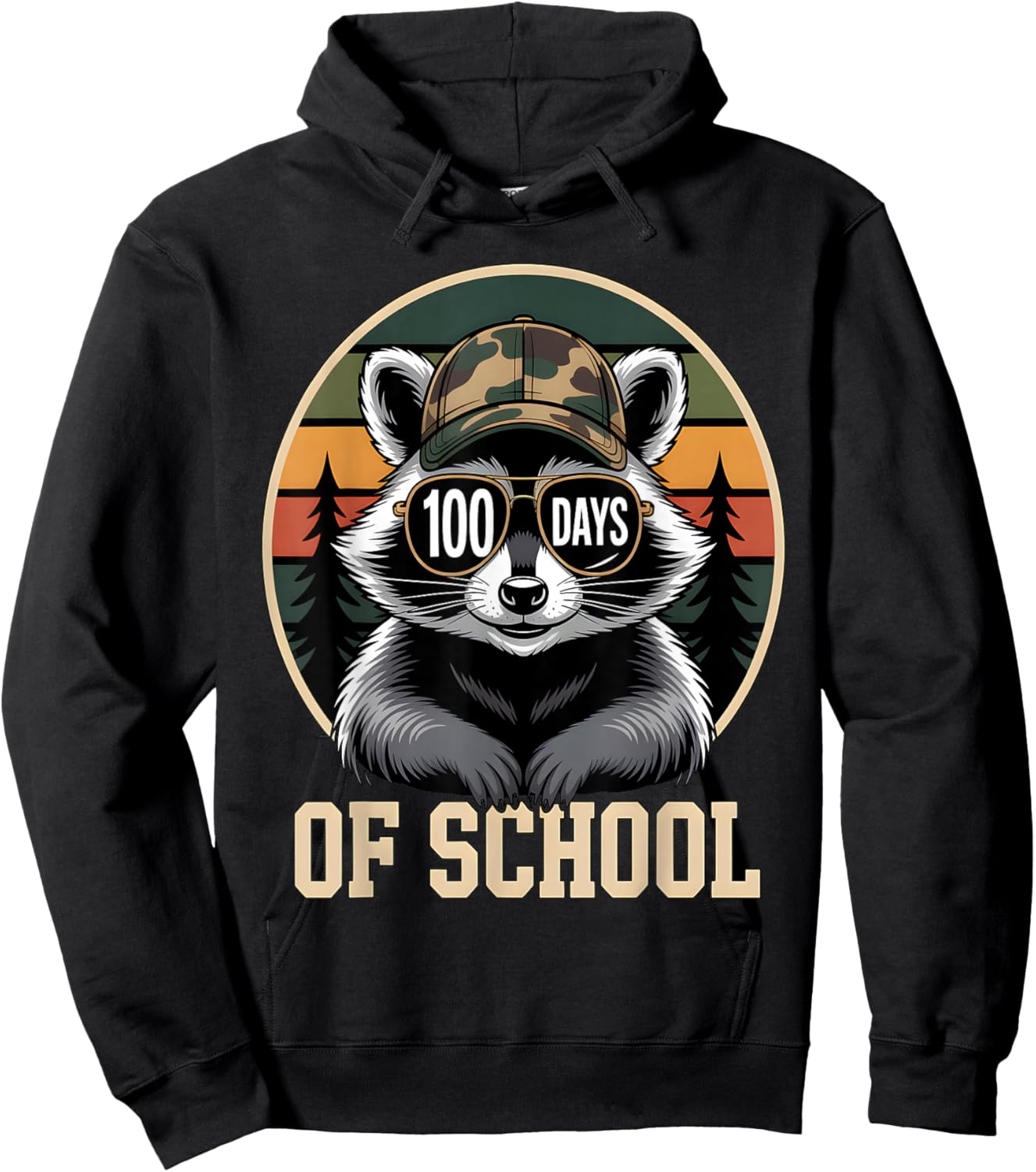 100 Days of School Raccoon Hoodie - Hoodie | Black