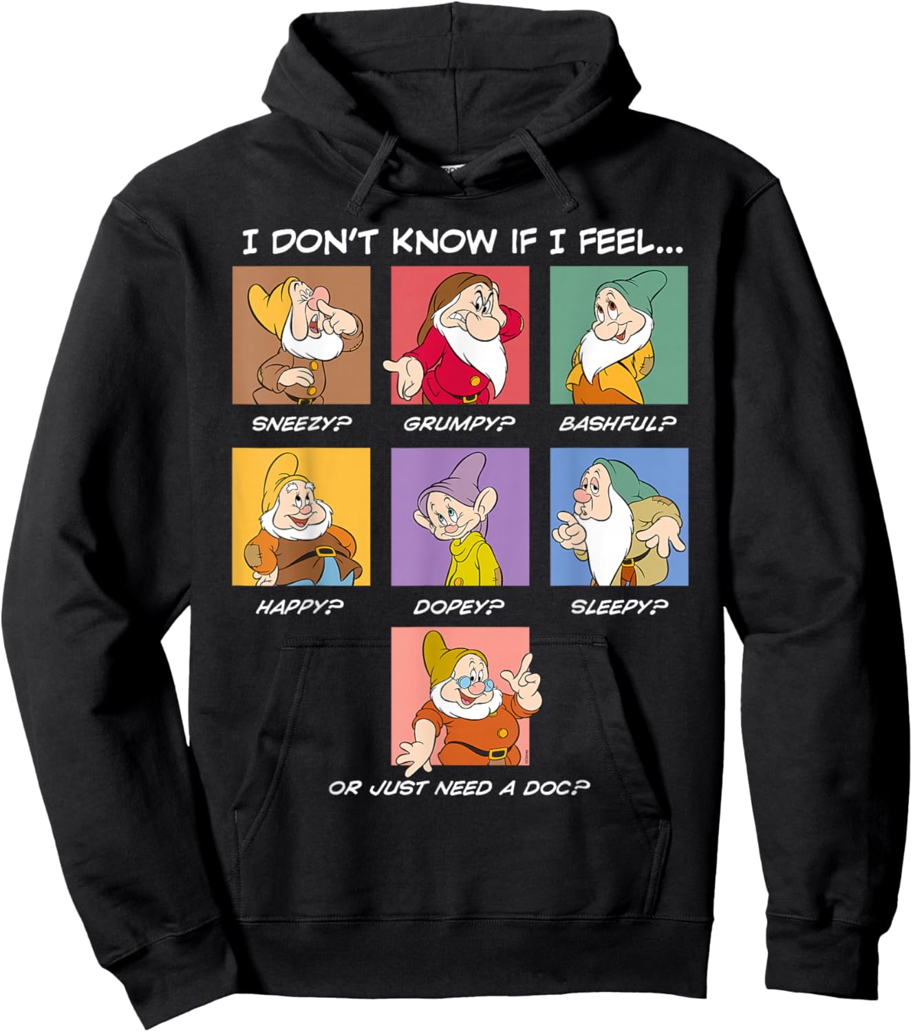 Disney Seven Dwarfs Current Mood I Don't Know if I Feel... Hoodie - Hoodie | Black