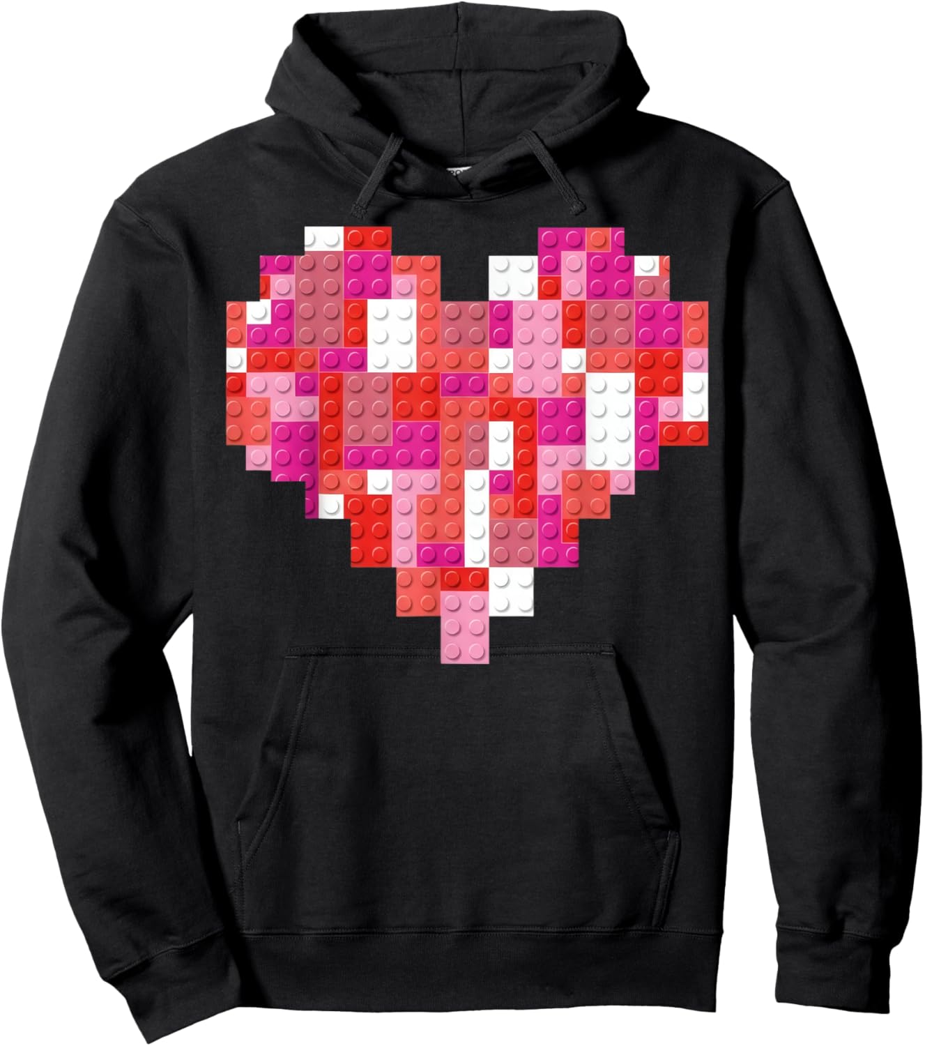 Valentines Day Heart Blocks Bricks Boys Toddles Valentine Hoodie - Hoodie | Black