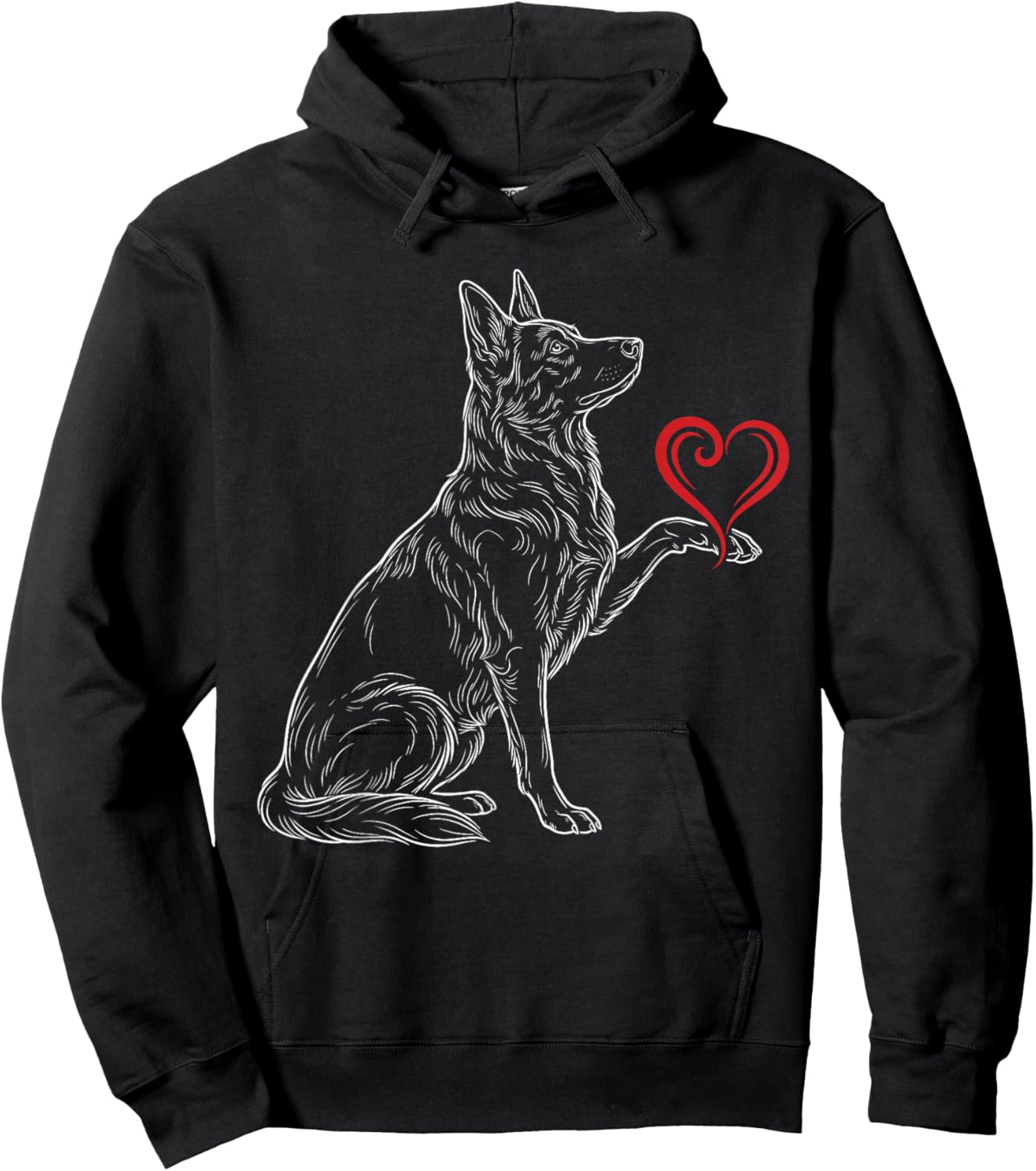 German Shepherd Lover Dog Art Holding Heart Valentines Hoodie - Hoodie | Black