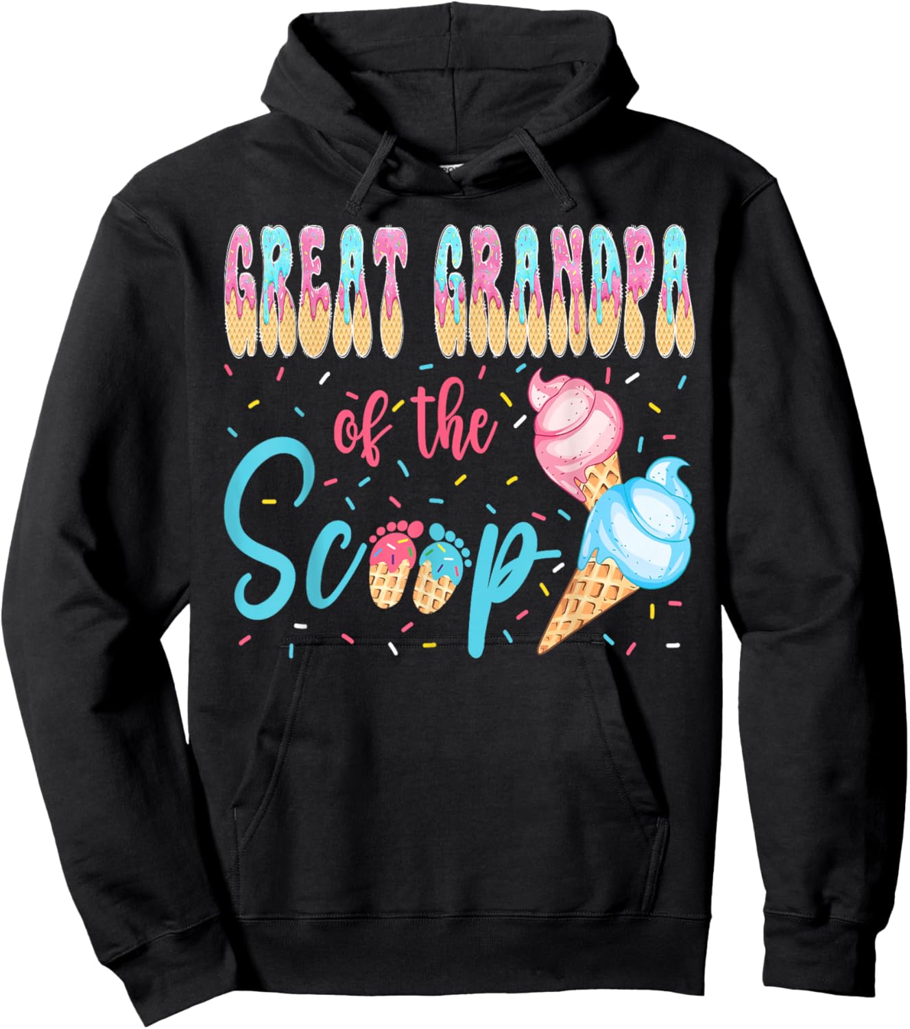 Great Grandpa of The Scoop Ice Cream Gender Reveal Party Hoodie - Hoodie | Black