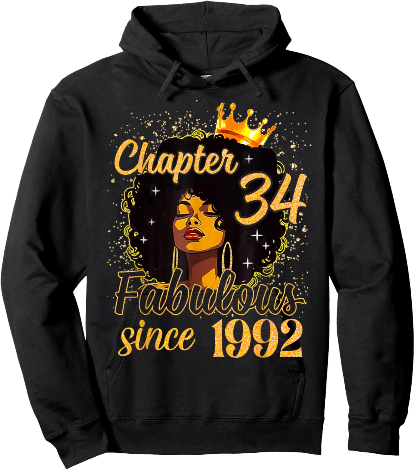 Chapter 34 Fabulous Since 1992 Birthday Melanin Women Girl Hoodie - Hoodie | Black