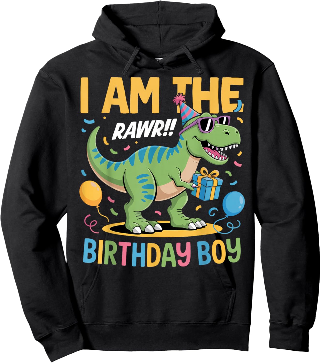 I Am The Birthday Party Outfit T-Rex Dinosaur Squad Auntie Hoodie - Hoodie | Black