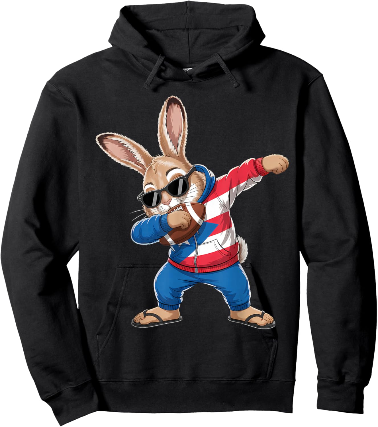 Puerto Rico Flag Rabbit Puerto Rican Bunny Hoodie - Hoodie | Black