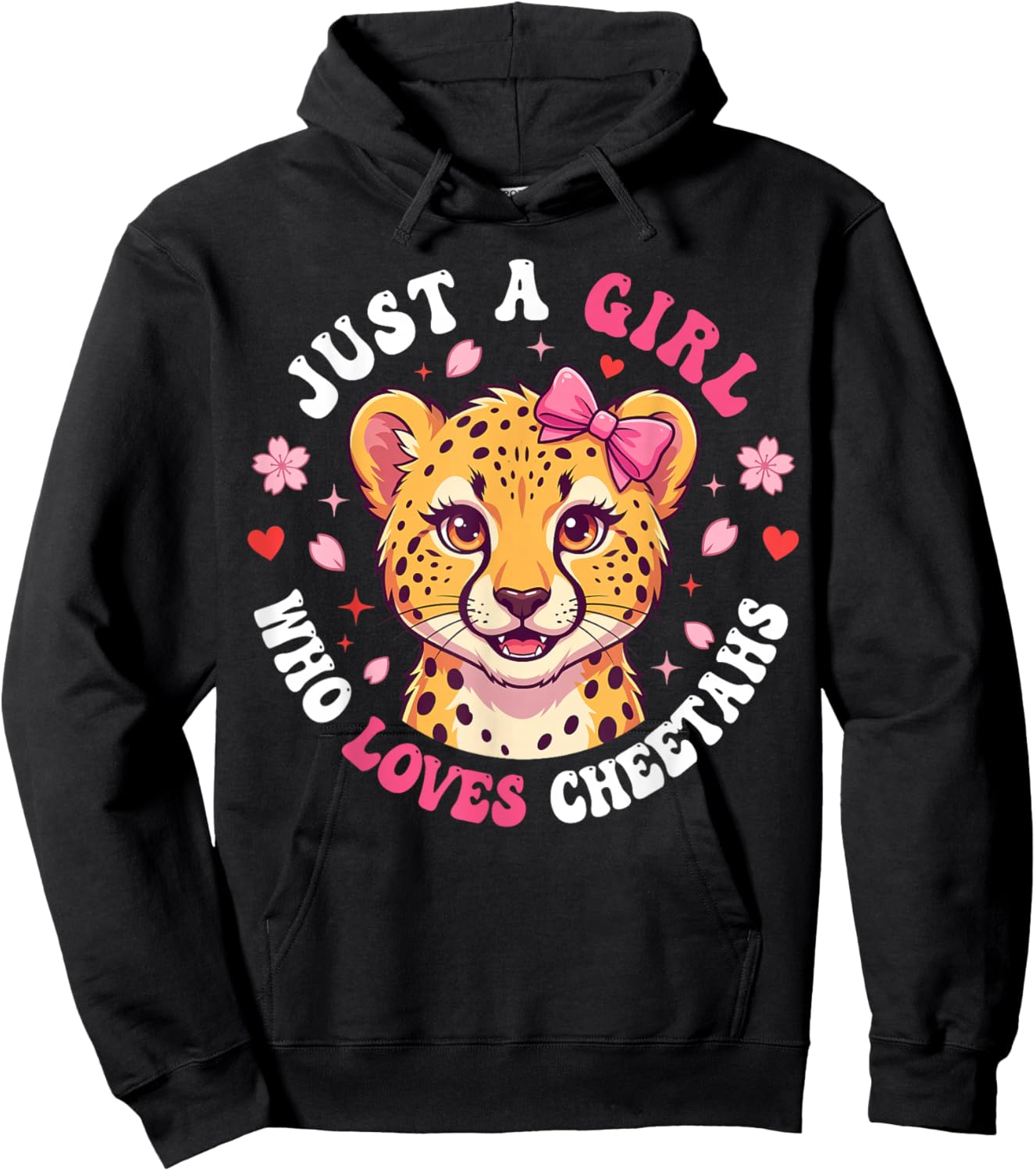 Cute Cheetah Girl Loves Safari Animal Graphic for Kids Hoodie - Hoodie | Black
