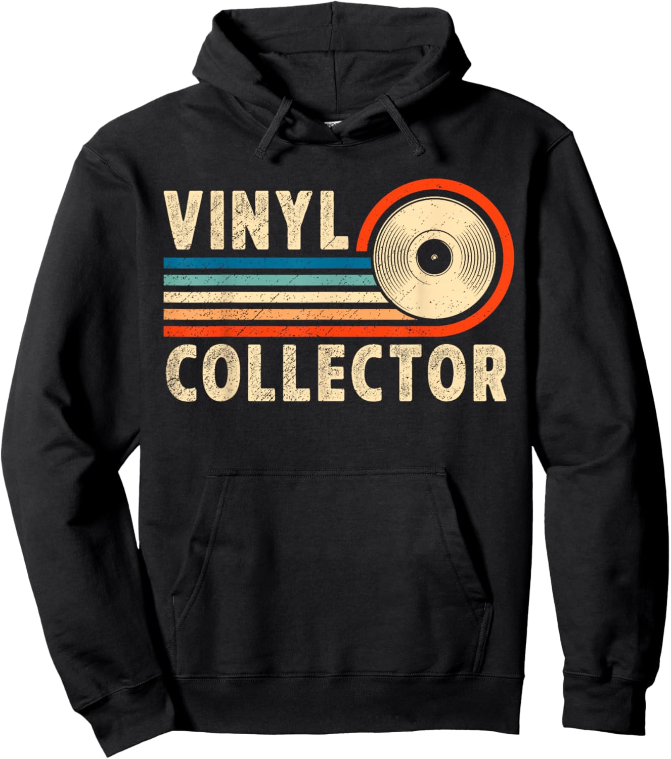 Vinyl Collector Retro Vinyl Record Collector Hoodie - Hoodie | Black