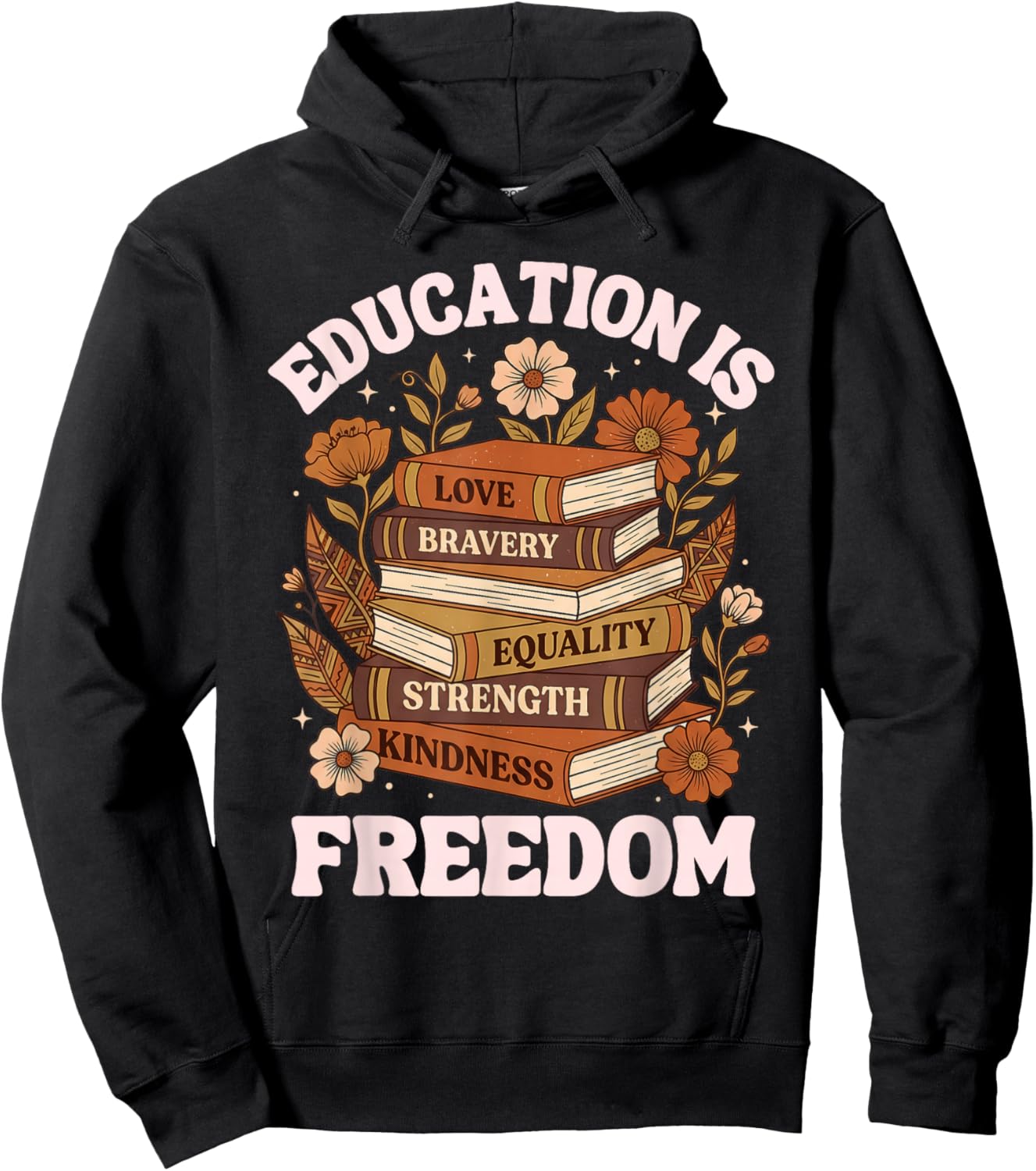 Education is Freedom Black History Month Book Black Teacher Hoodie - Hoodie | Black
