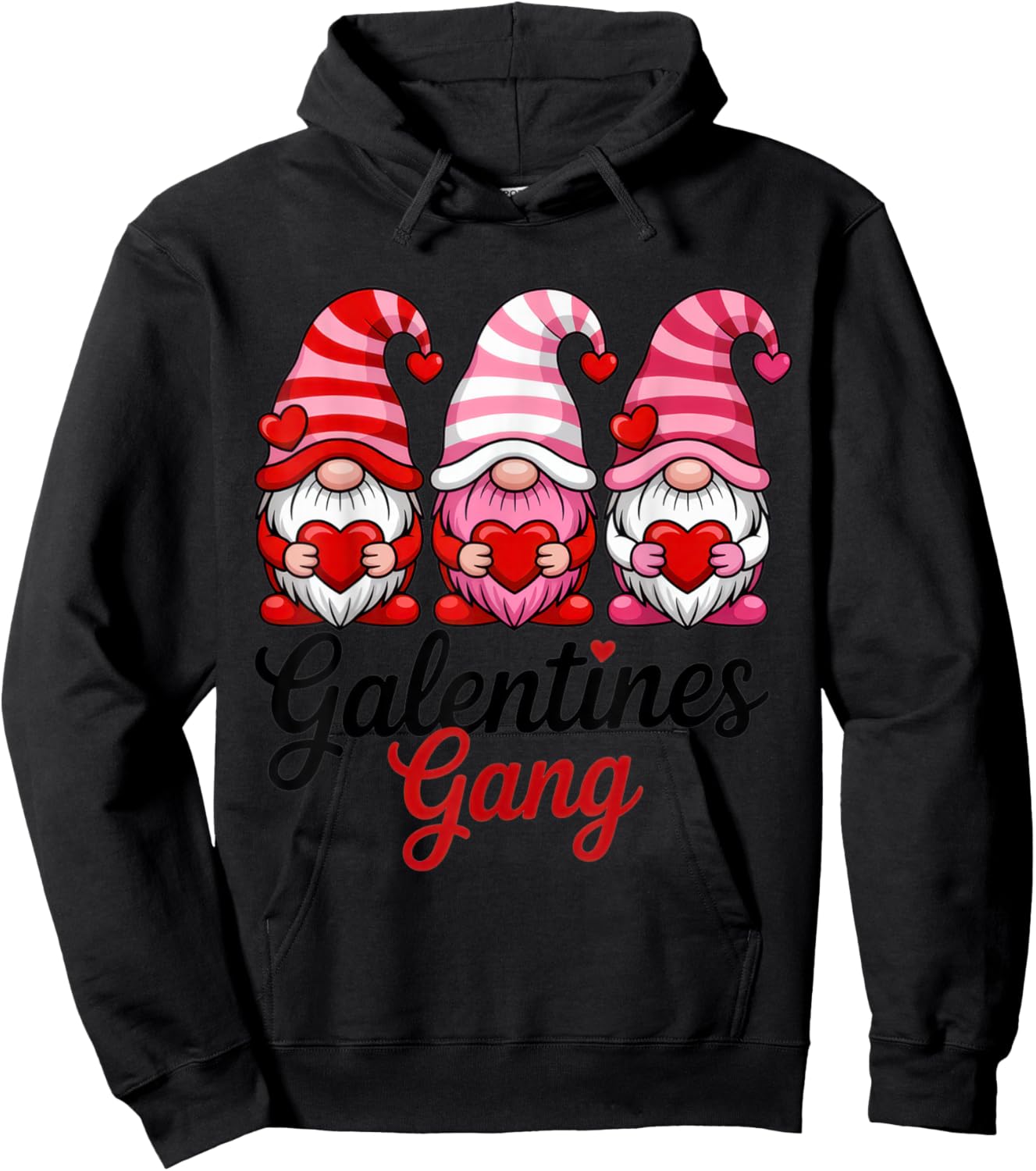 Galentines Gang Funny Valentine's Day Gnomes for Ladies Hoodie - Hoodie | Black
