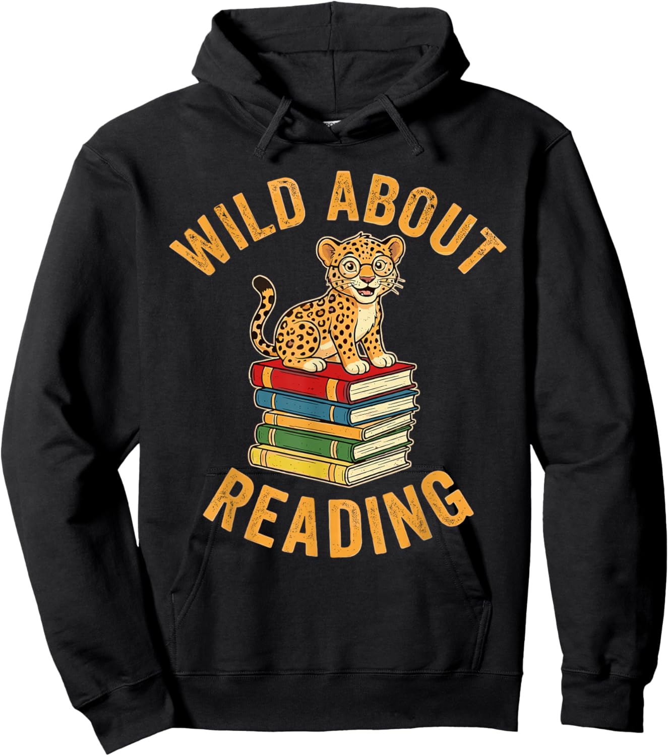 Wild About Reading Cute Leopard Teacher Kids Book Lover Hoodie - Hoodie | Black