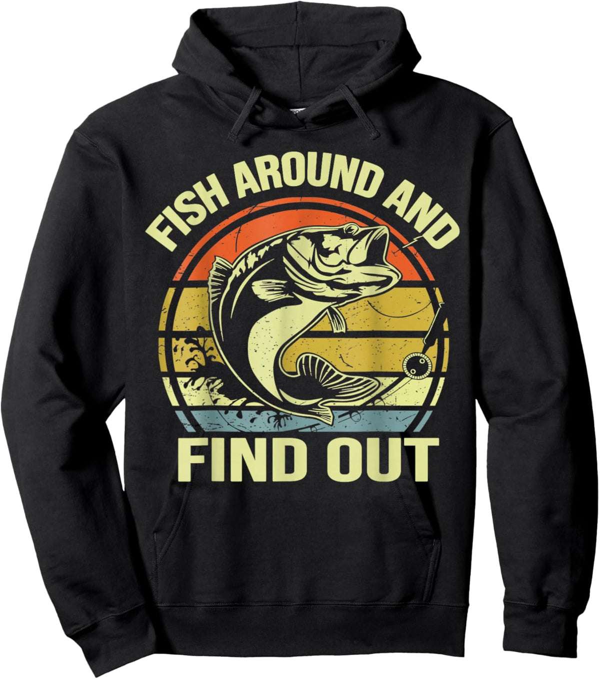 Vintage Fish Around and Find Out Funny Fishing Fisherman Hoodie - Hoodie | Black