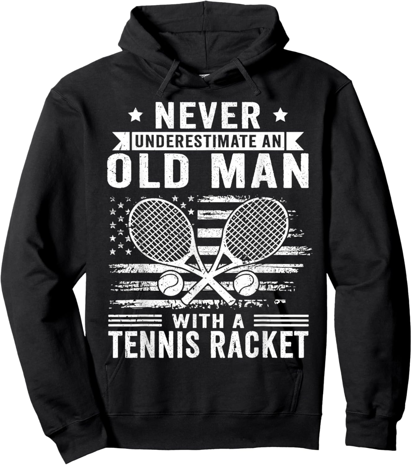 Never Underestimate an Old Man with A Tennis Racket Tennis Hoodie - Hoodie | Black