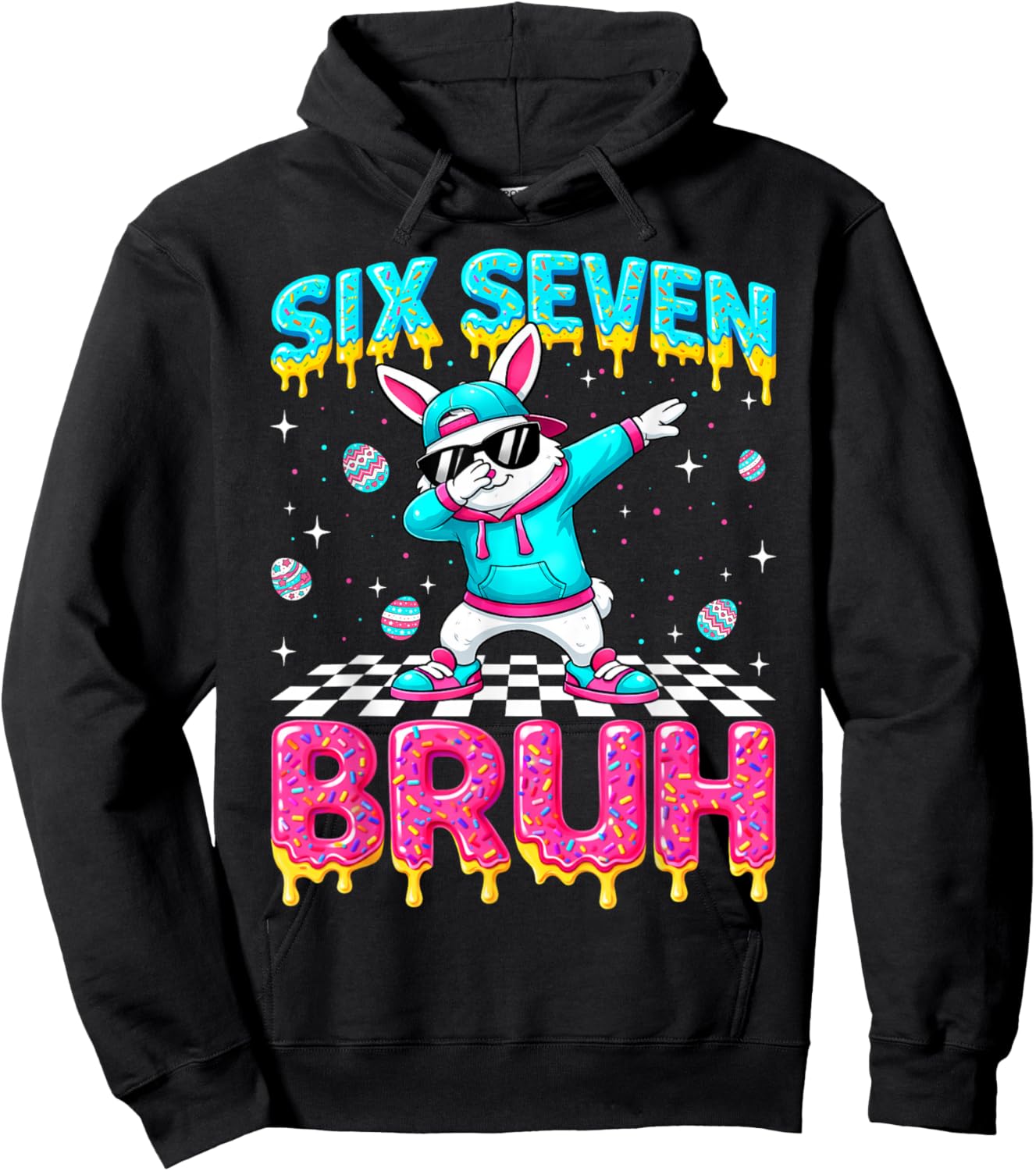 Dabbing Bunny Drip Dripping Rabbit Easter Toddlers Boys Hoodie - Hoodie | Black
