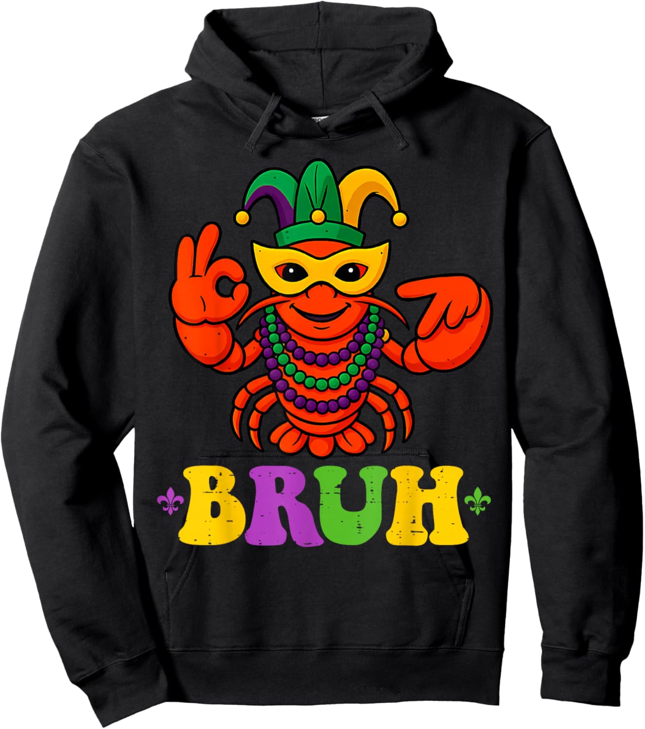 67 Bruh Mardi Gras Crawfish Funny Six Seven Meme Boys Kids Hoodie - Hoodie | Black