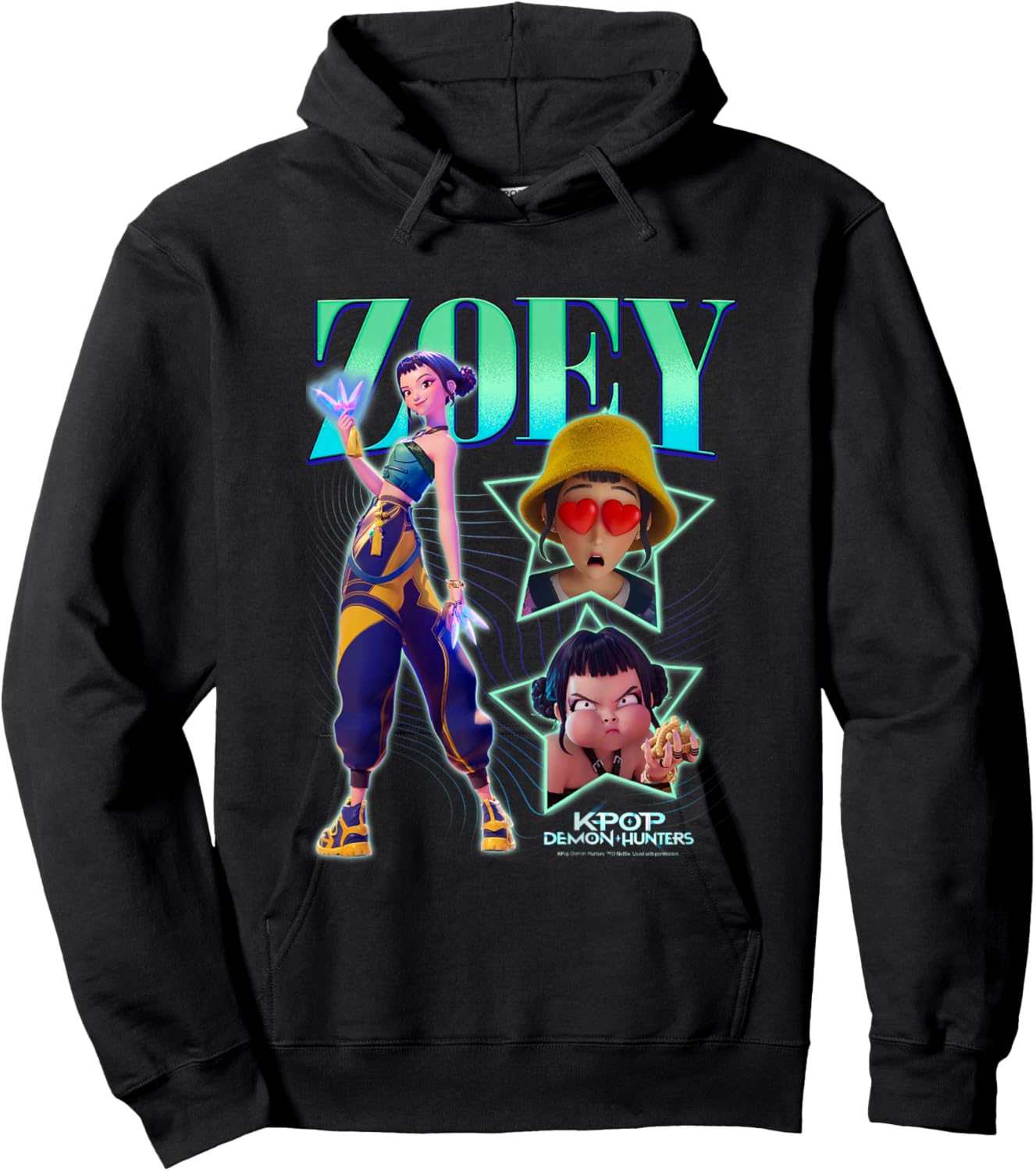 Kpop Demon Hunters Halloween Zoey Showcase Y2K Style Poster Hoodie - Hoodie | Black