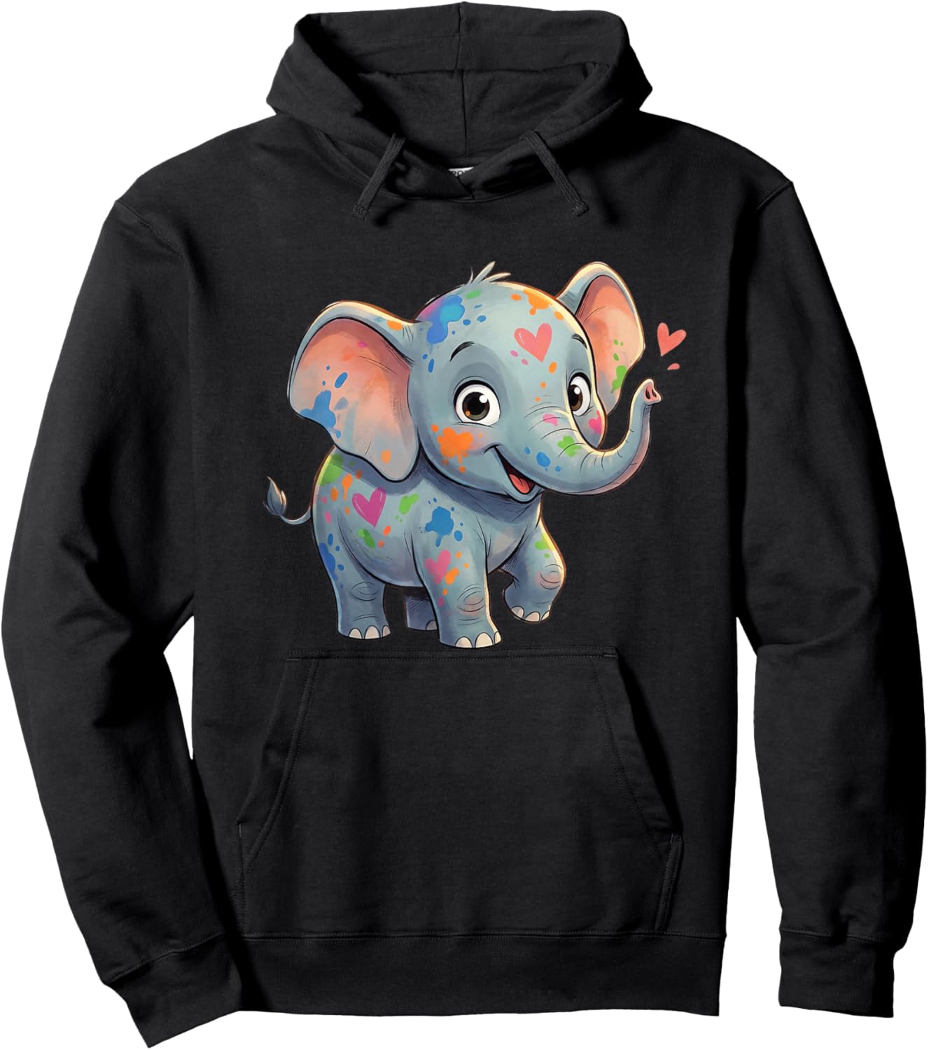 Cute Love Elephant for Kids Valentines Day Hoodie - Hoodie | Black