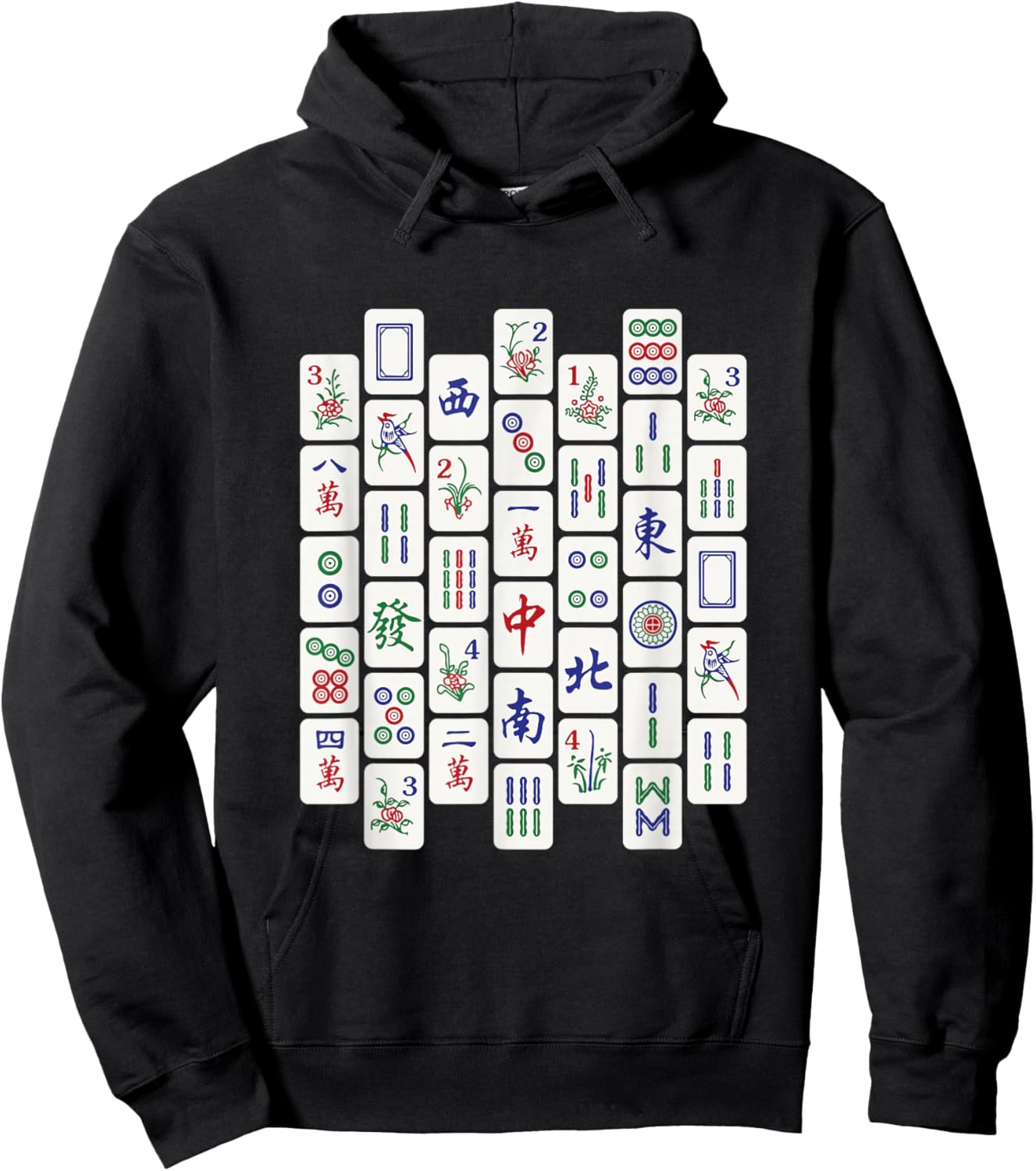 Traditional Mahjong Tiles Neat Pattern Default Background v1 Hoodie - Hoodie | Black