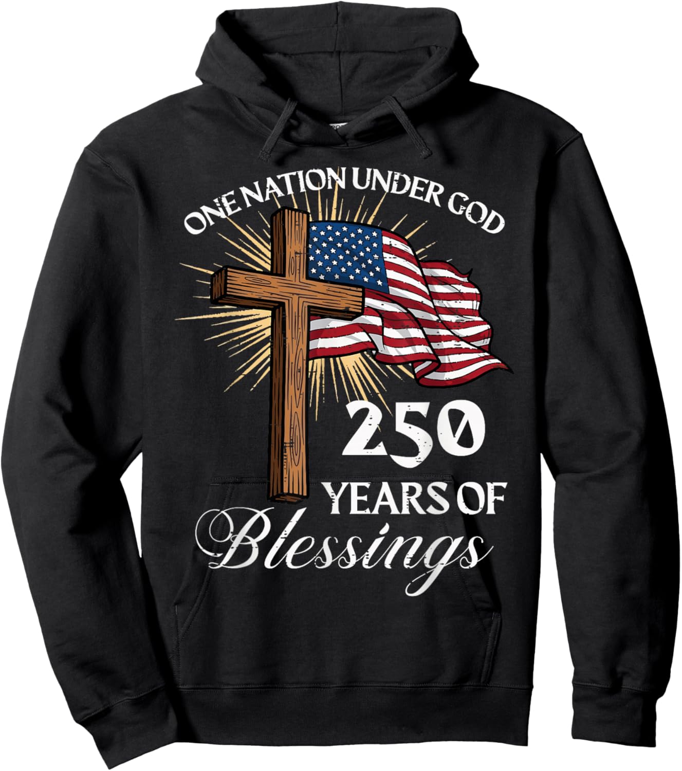 One Nation Under God 250 Years 250th Anniversary USA Men Hoodie - Hoodie | Black