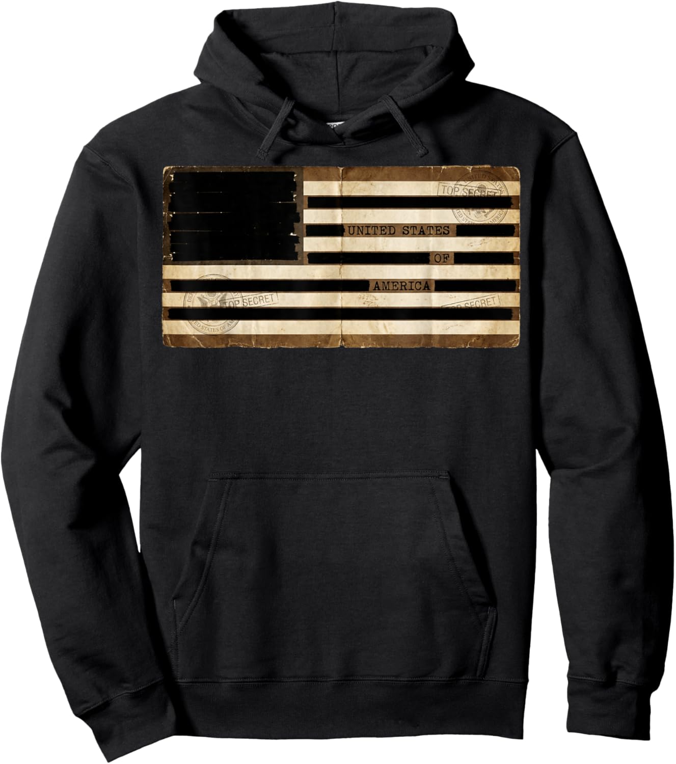 Censored Documents American Flag | United States of America Hoodie - Hoodie | Black