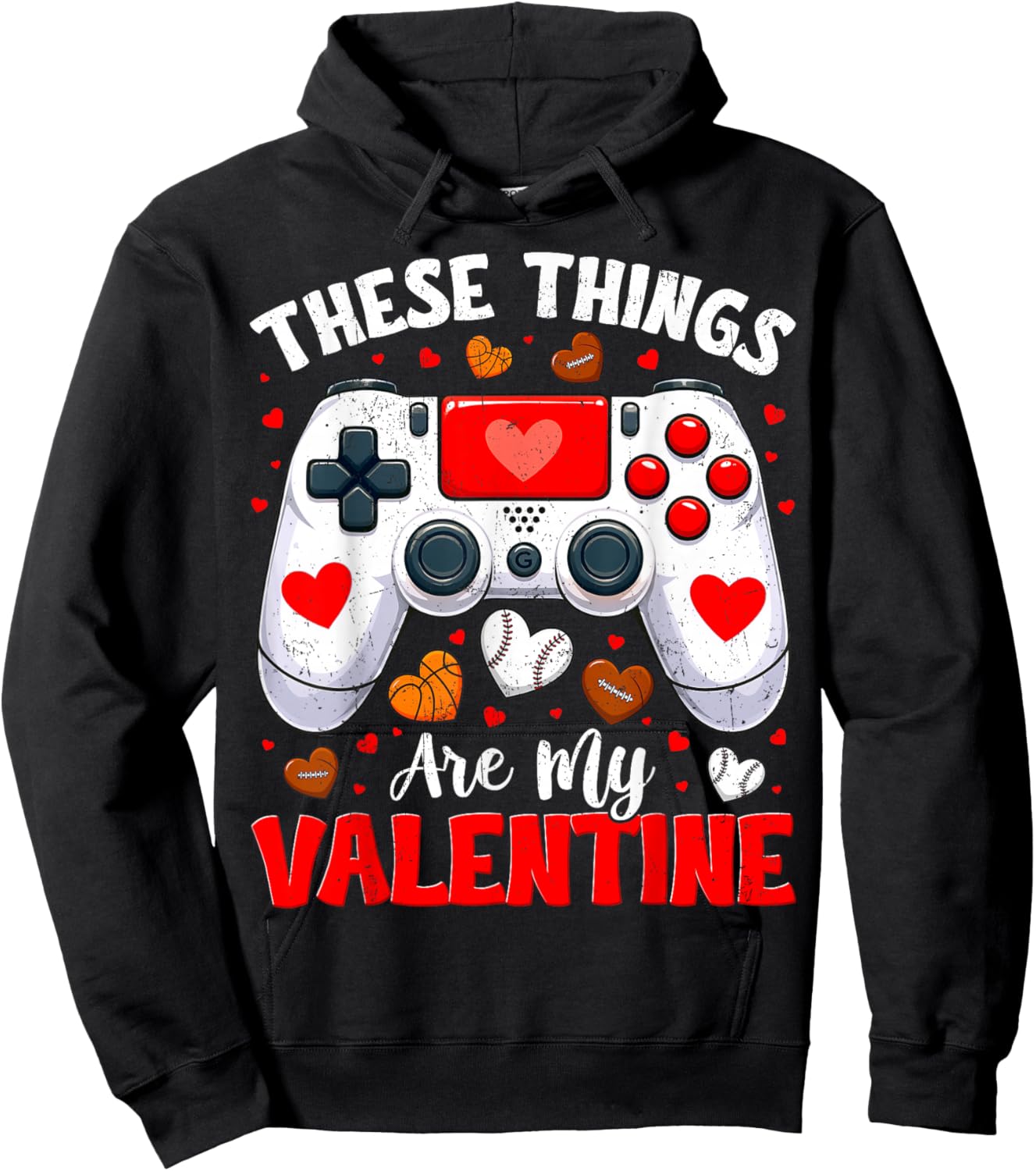 These Thing are My Valentine Gaming Sports Outfit Boy Kid Hoodie - Hoodie | Black