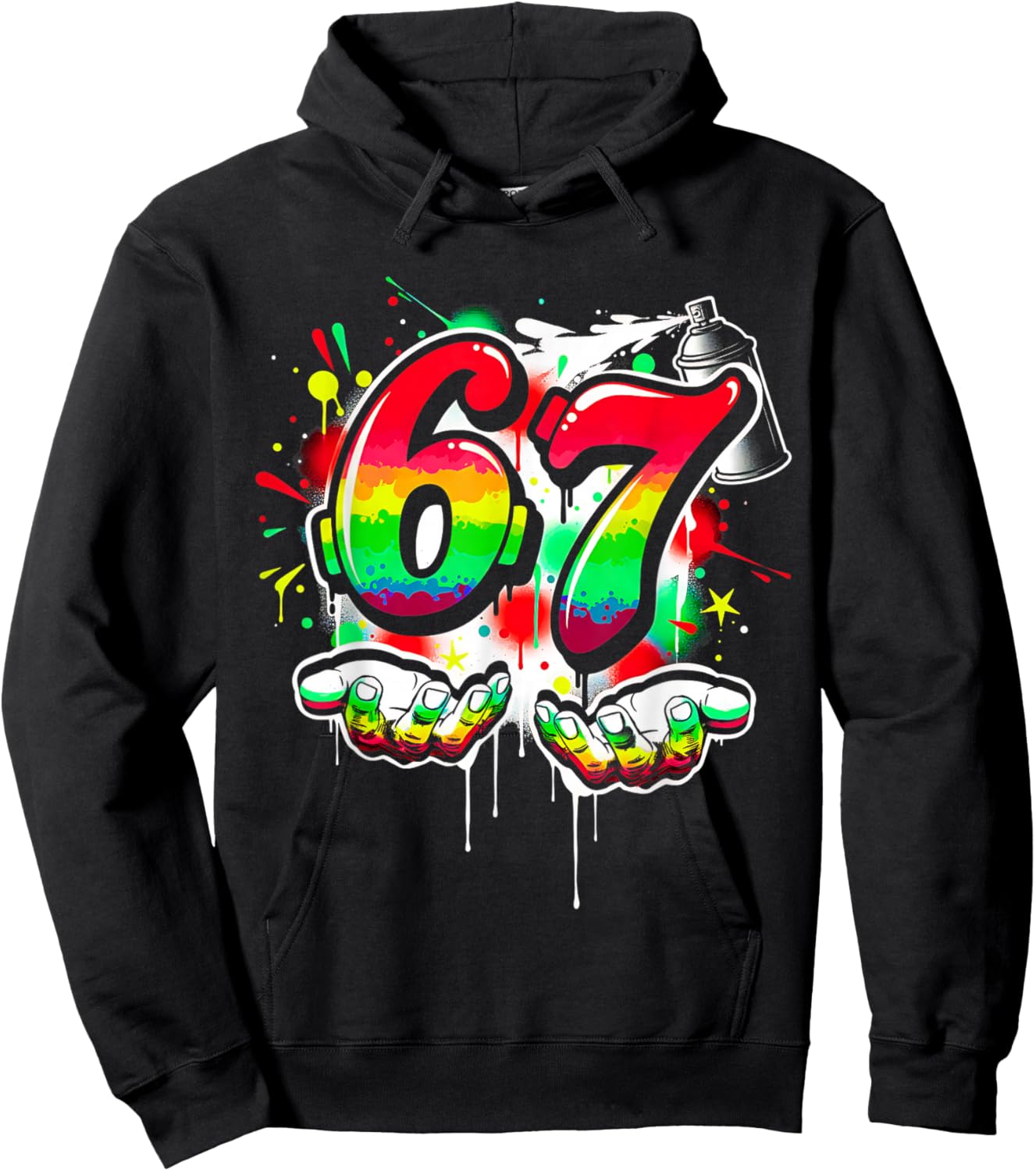 67 Graffiti Meme Funny Six Seven Gen Alpha Slang Men Boys Hoodie - Hoodie | Black