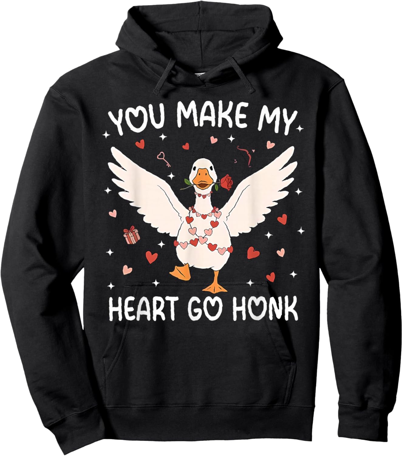 You Make My Heart Go Honk Valentine Goose Hoodie - Hoodie | Black