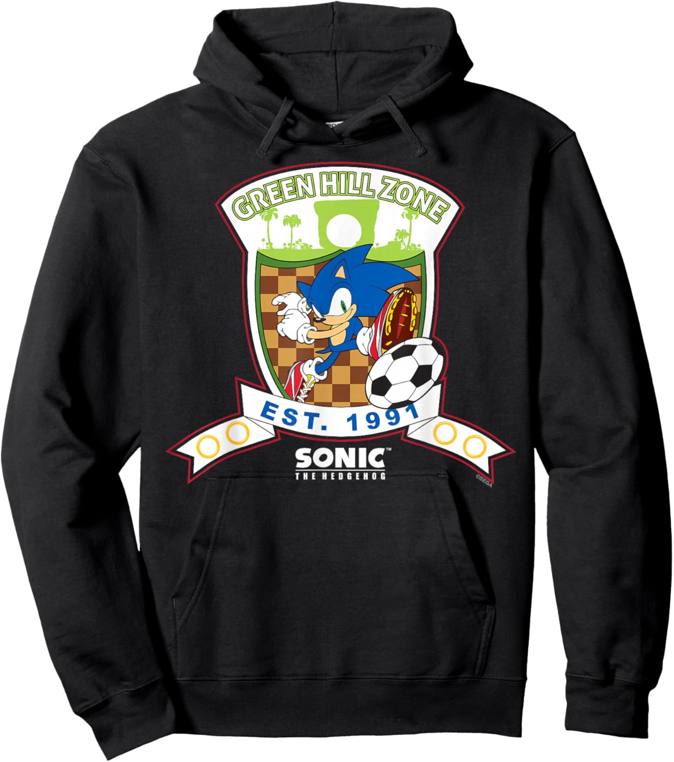 Sonic The Hedgehog - Green Hill Zone Soccer Hoodie - Hoodie | Black