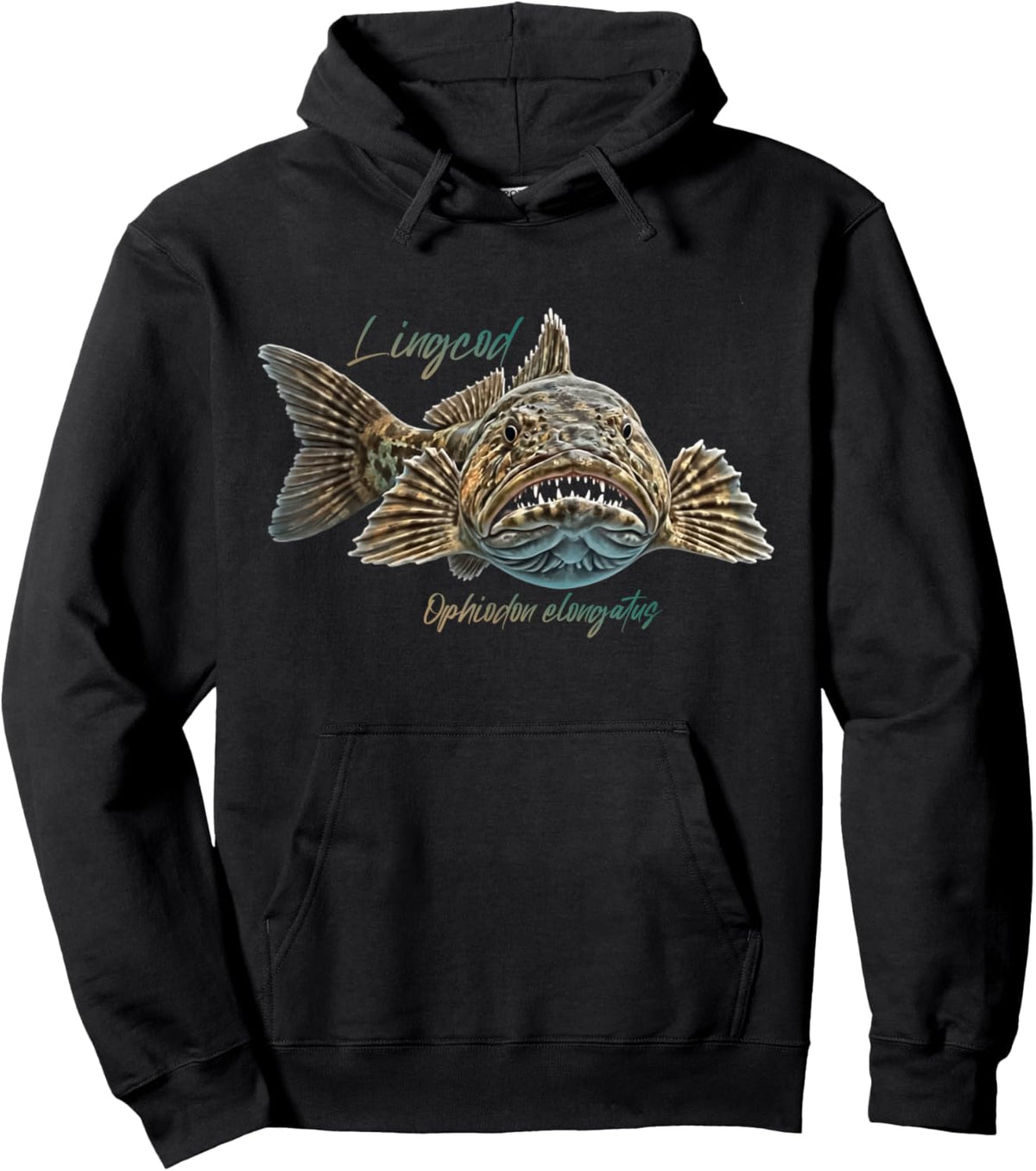 Lingcod Ophiodon elongatus Fish Species Fisherman Fishing Hoodie - Hoodie | Black
