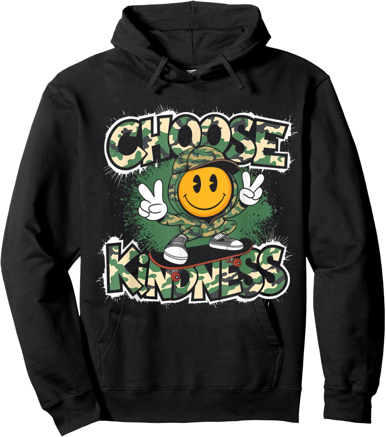 Choose Kindness Retro Camo Camouflage Kind Kids Boys Hoodie - Hoodie | Black