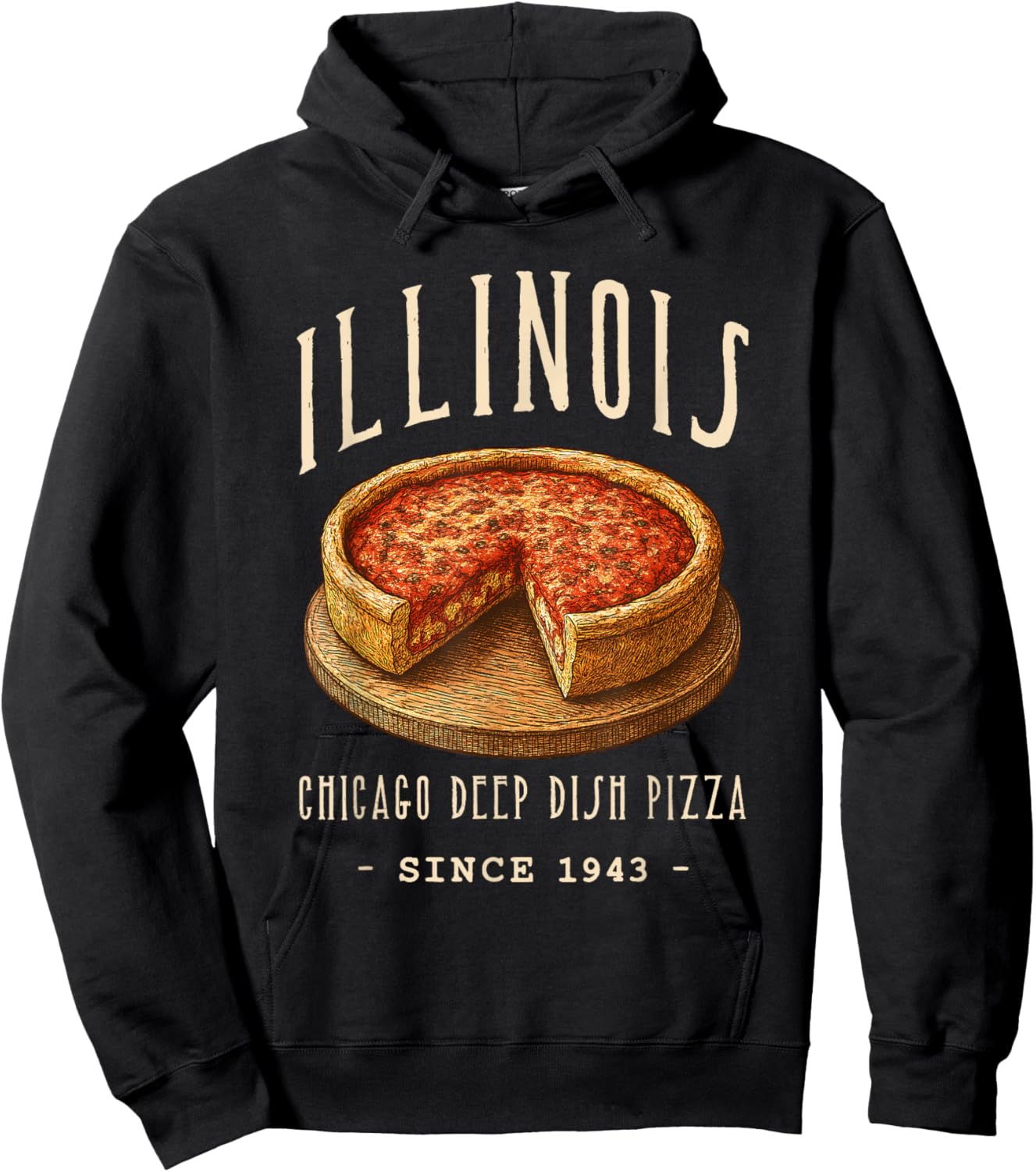 Chicago DEEP Dish Pizza Food Hoodie - Hoodie | Black