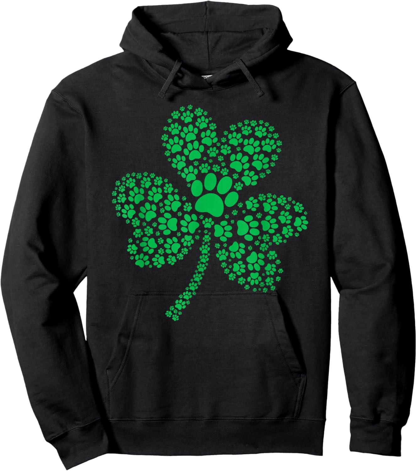 Dog Paw Print Irish Lucky Shamrock St Patricks Day Dog Lover Hoodie - Hoodie | Black