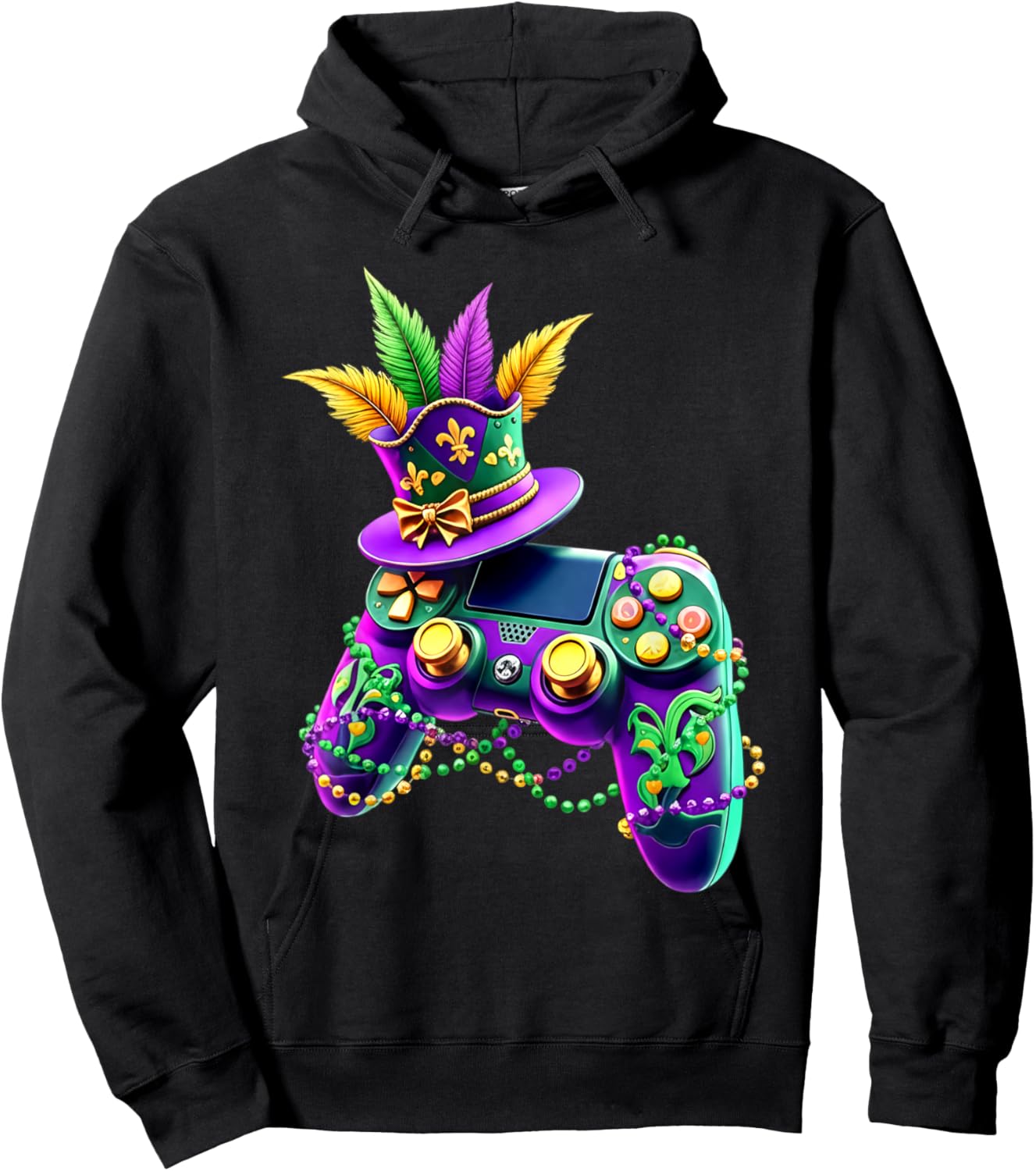 Mardi Gras Video Game Controller Jester Mask Kids Boys Hoodie - Hoodie | Black