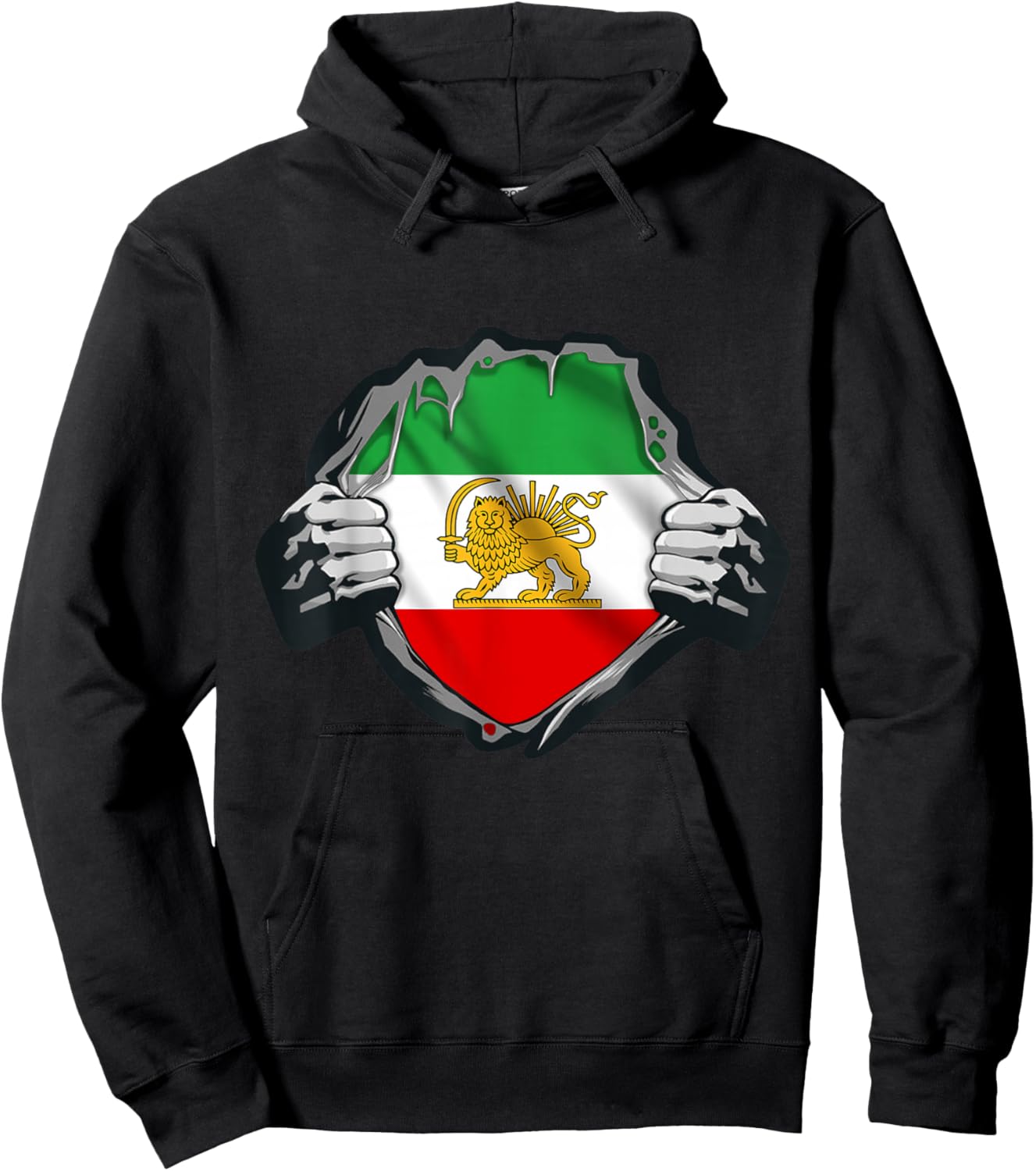 Iran Lion Sun Flag,Iran,Persian,Shir o Khorshid Hoodie - Hoodie | Black